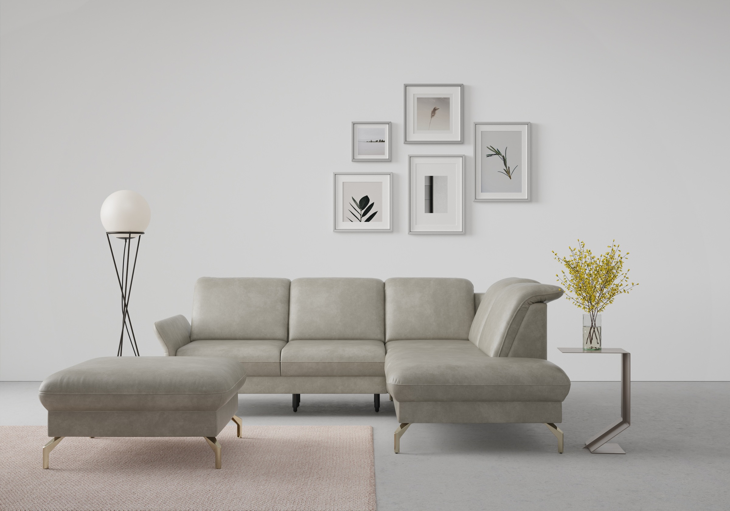 sit&more Ecksofa "Fashion L-Form" wahlweise mit Kopfteilverstellung, Vorziehsitz, motorisch, Nickelfüsse