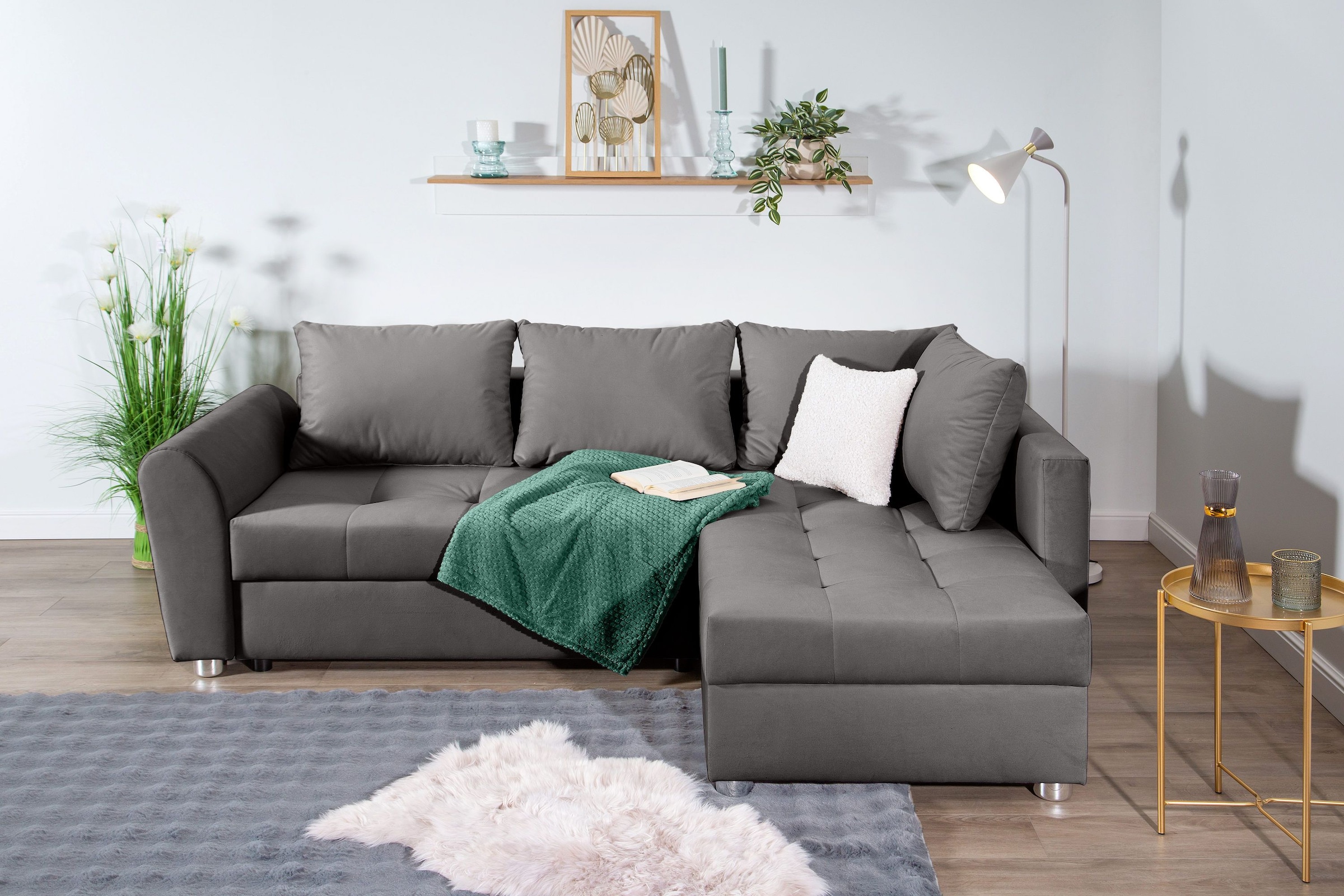 COLLECTION AB Ecksofa »Jana L-Form«, inkl. Bettfunktion,Bettkasten und Bonnelfederkern