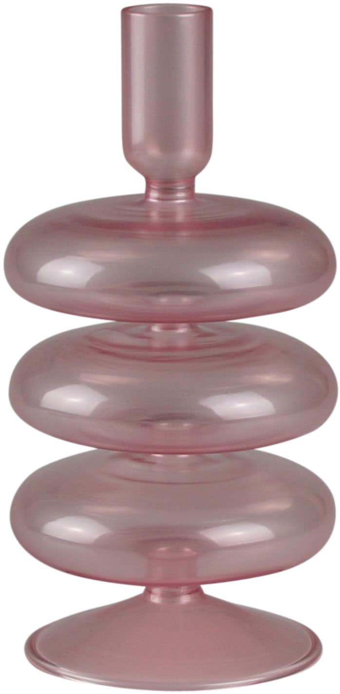 AM Design Kerzenständer "aus roséfarbenem Glas" stilvolle Ergänzung für romantische Dekorationen