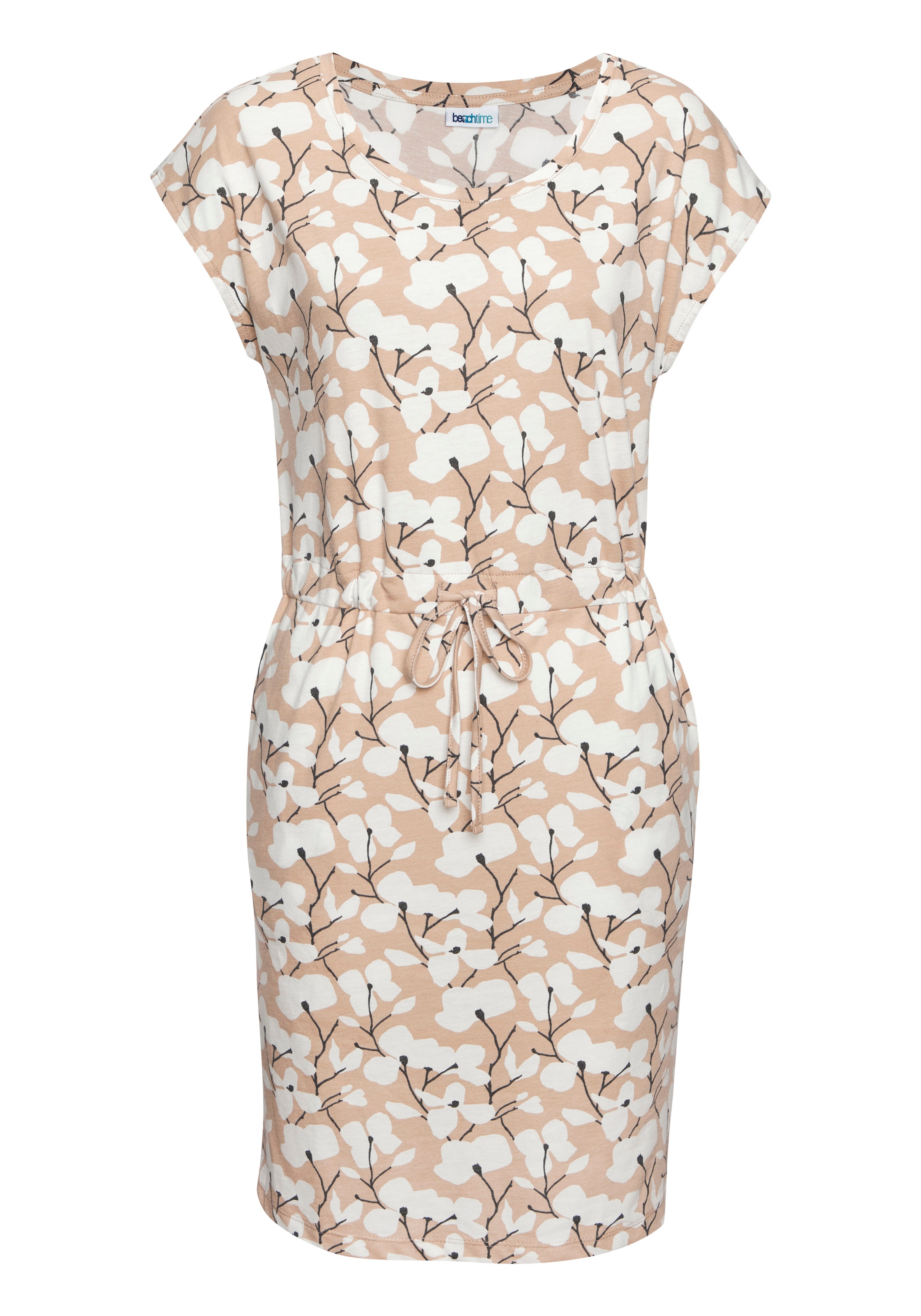 Beachtime Jerseykleid, mit Blumenmuster und Taschen, Sommerkleid aus Baumwoll-Mix