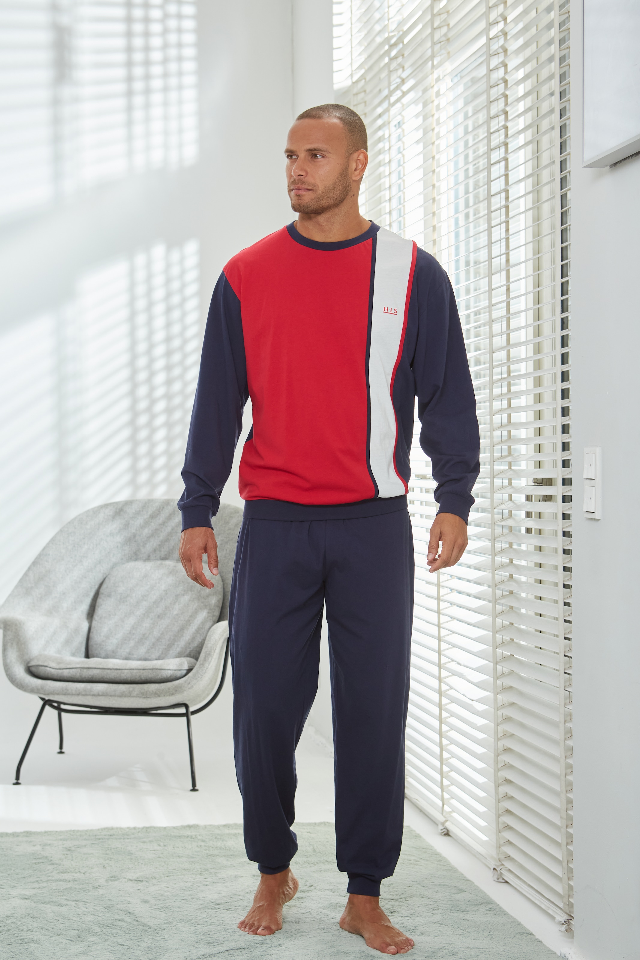 H.I.S Pyjama »Schlafanzug für Herren« 1 Stück, 2 tlg. Schlafanzug mit breitem Streifen