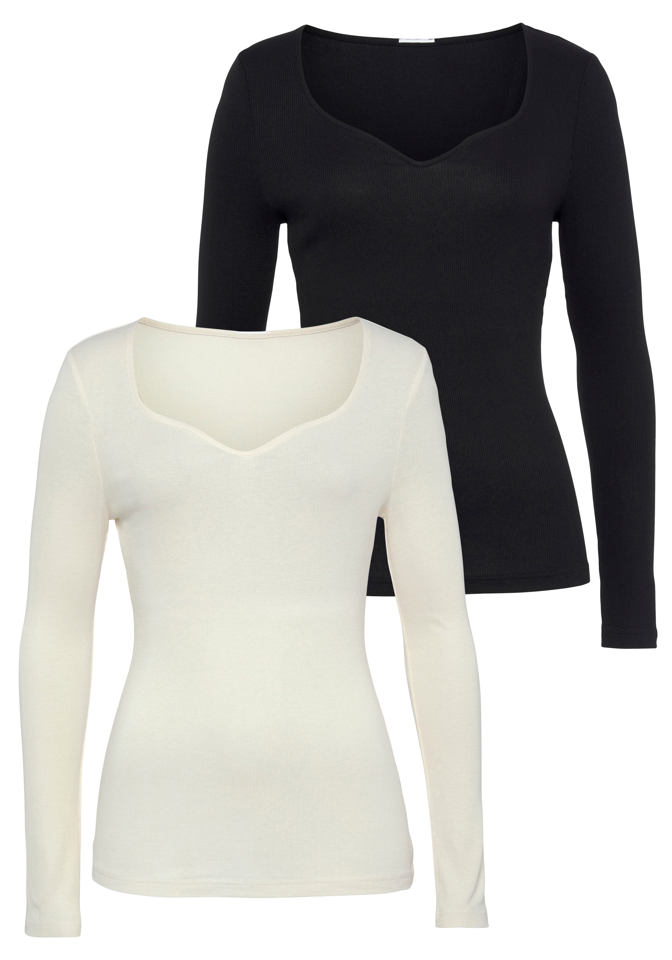 Vivance Langarmshirt, (2er-Pack), mit herzförmigen Dekolleté kaufen