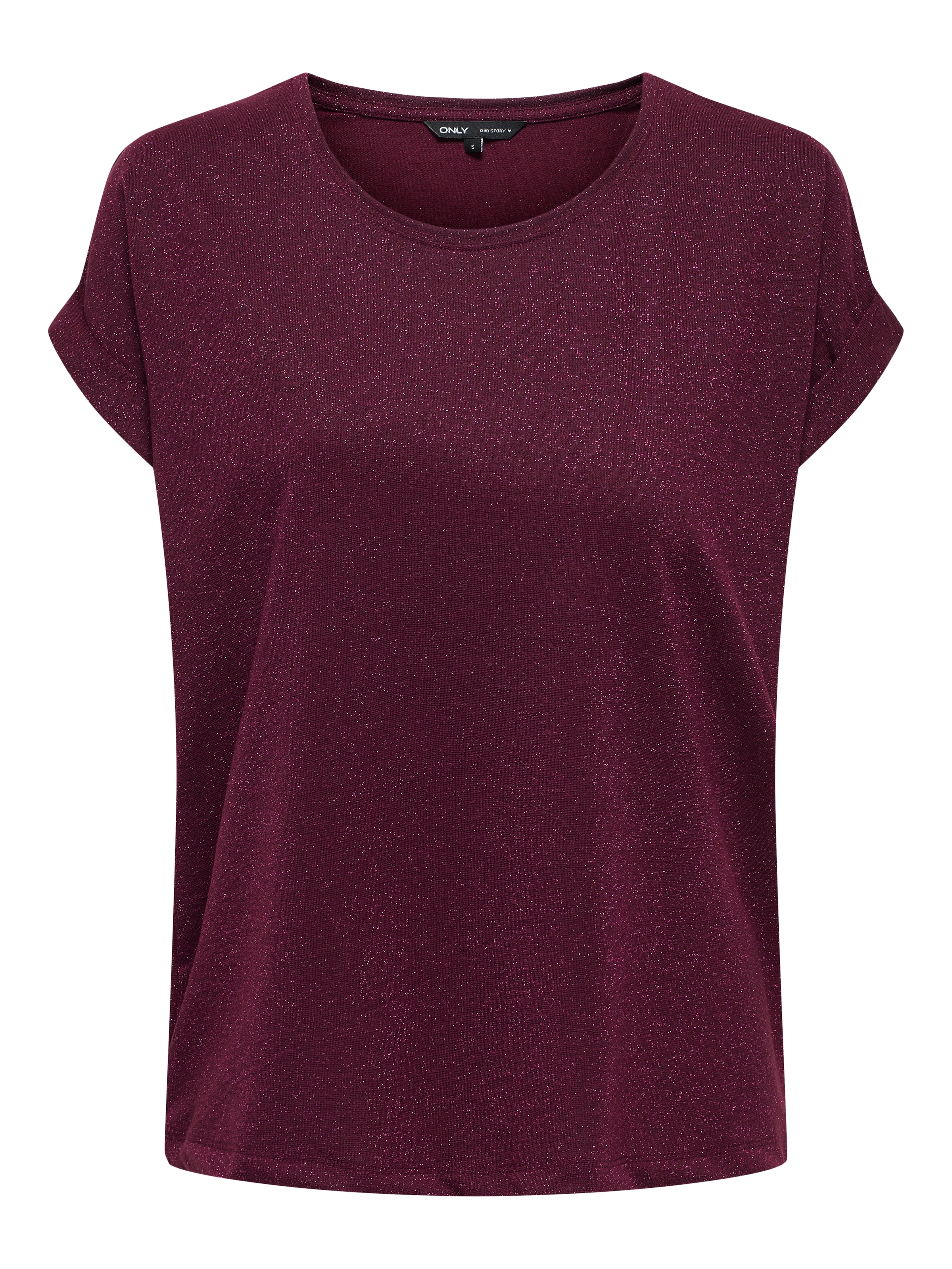 ONLY Kurzarmshirt »ONLMOSTER GLITTER S/S TOP NOOS JRS«, mit Glitzerdetail