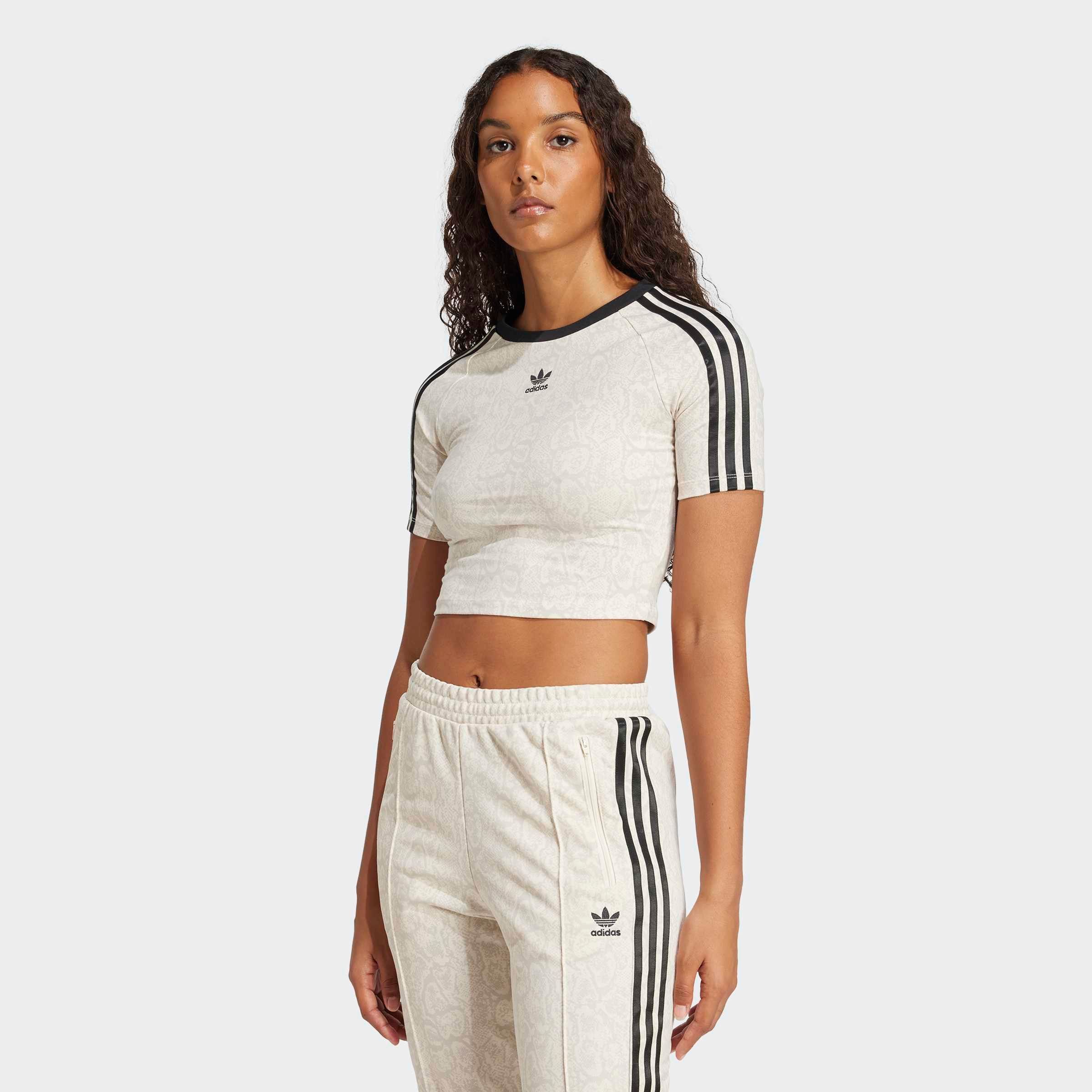 adidas Originals T-Shirt »SNAKE BABY TEE« schmale Passform, kürzerer Schnitt, mit kontrastierenden 3-Streifen