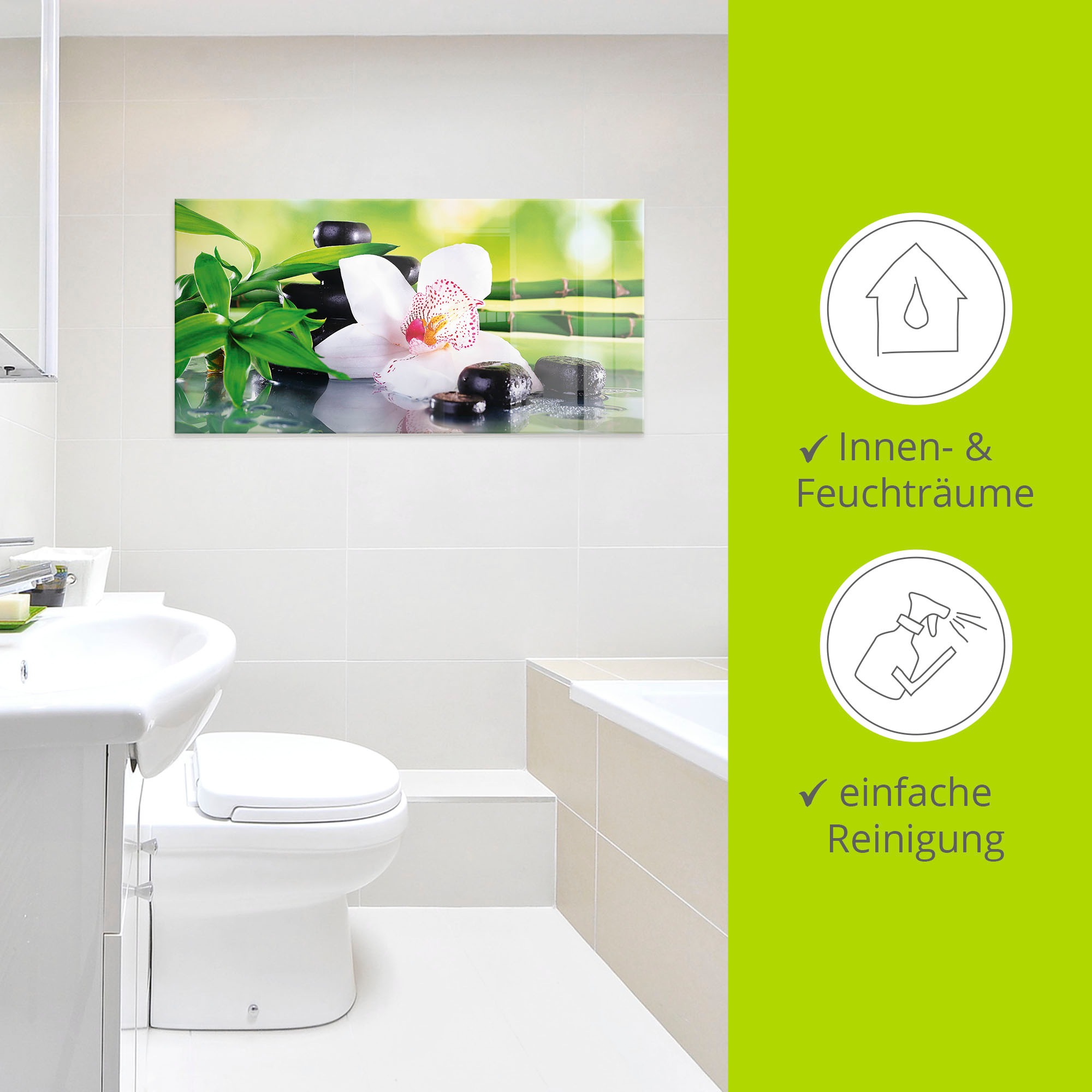 Artland Glasbild »Spa Steine Bambus Zweige Orchidee«, Zen, (1 St.), in verschiedenen Grössen