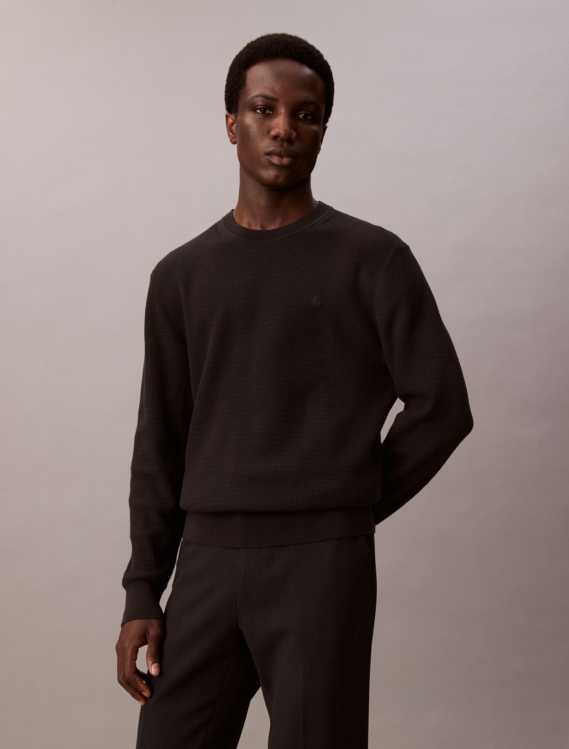 Calvin Klein Strickpullover »LS TXTR CTTN CRWNK S« Mit Rundhalsausschnitt