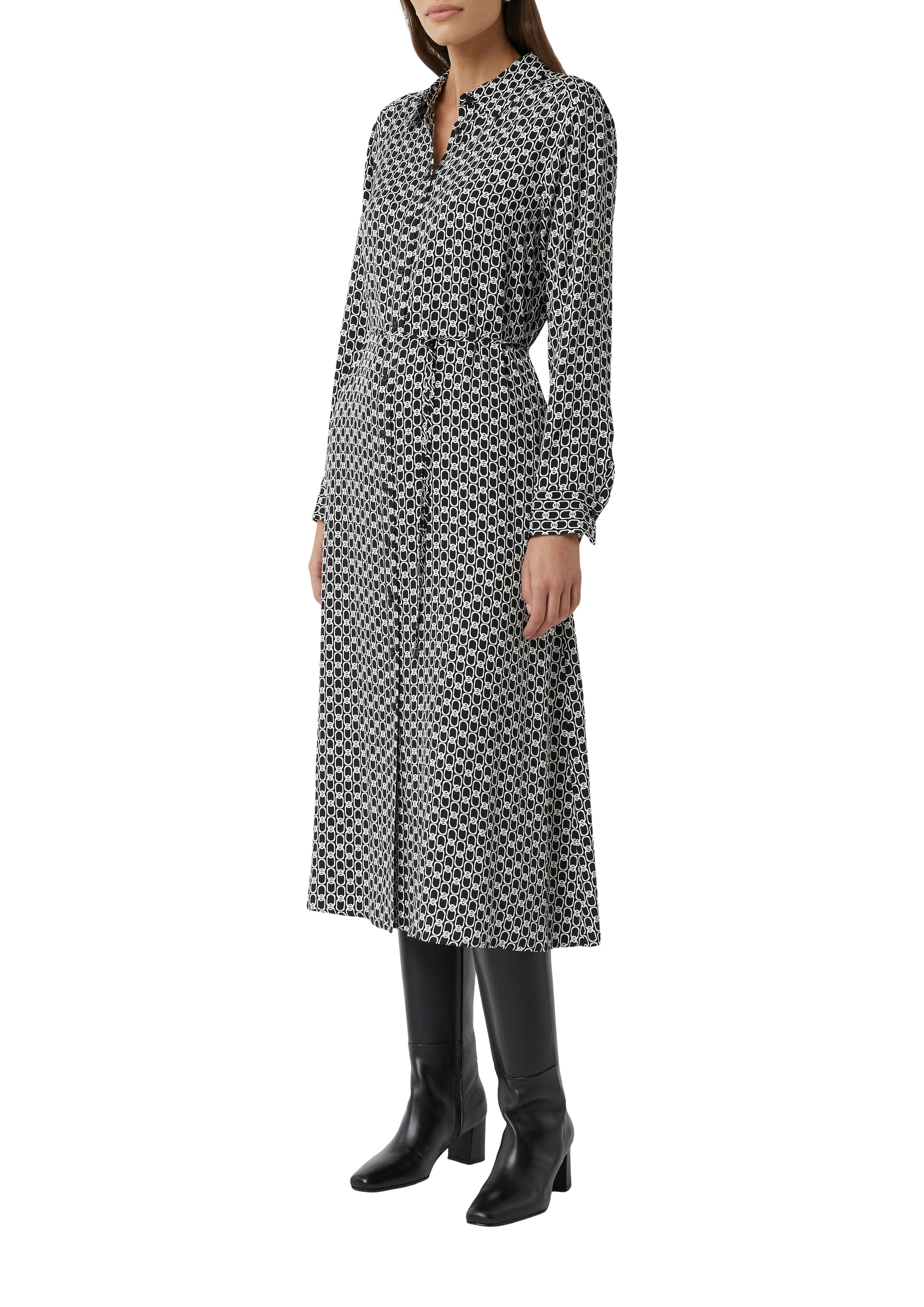 Comma Hemdblusenkleid Eingrifftaschen Sommerkleid mit Eingrifftaschen und All-over-Print