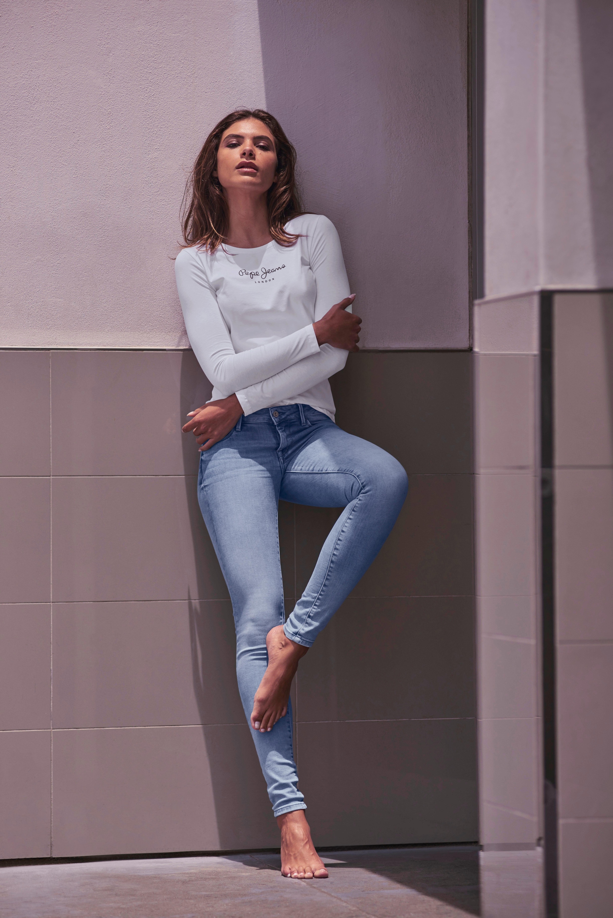 Pepe mit Langarmshirt VIRGINA Schweiz Jelmoli-Versand bestellen bei L/S«, online »NEW Logo-Print Jeans