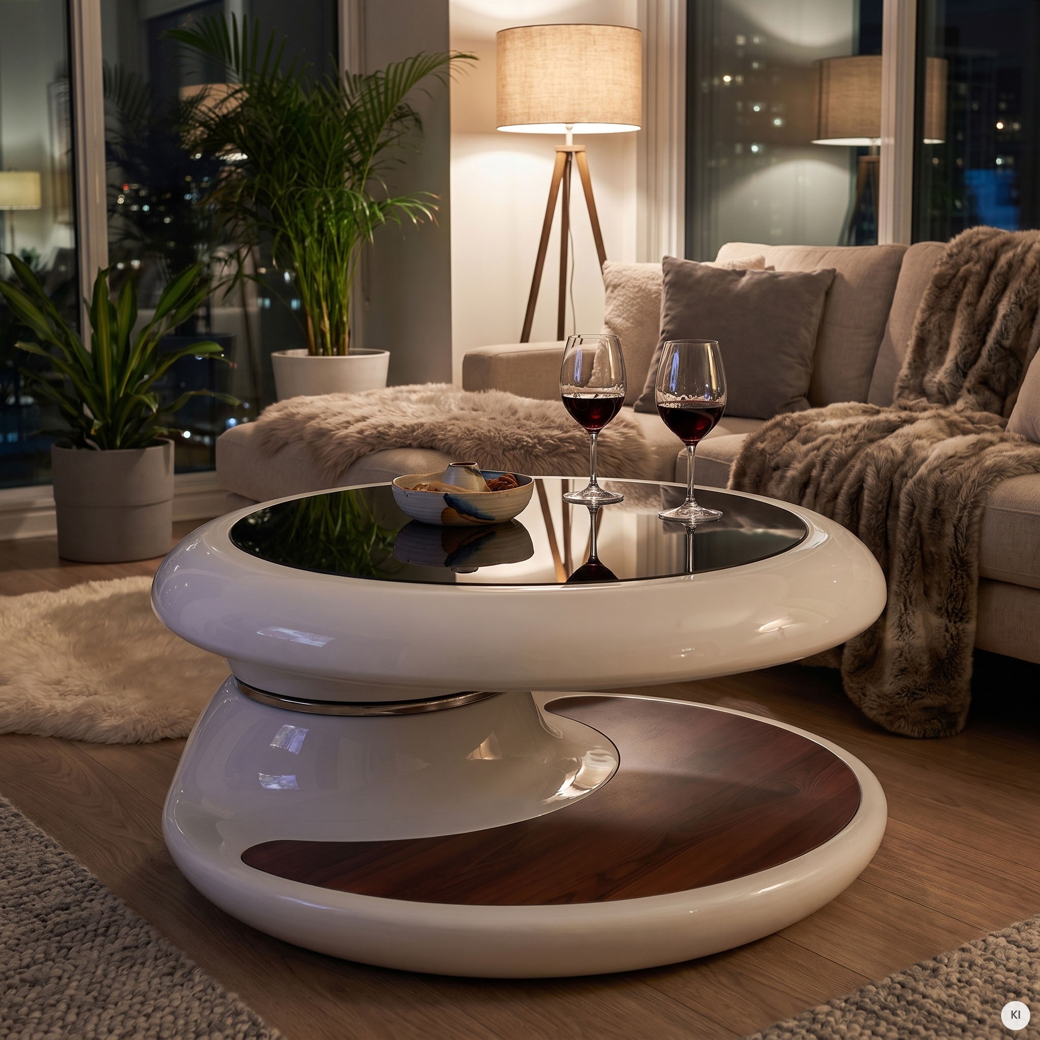 SalesFever Couchtisch "Milano Tisch Trendiges Wohnzimmer-Highlight" Tischplatte: Rundum 360 drehbar