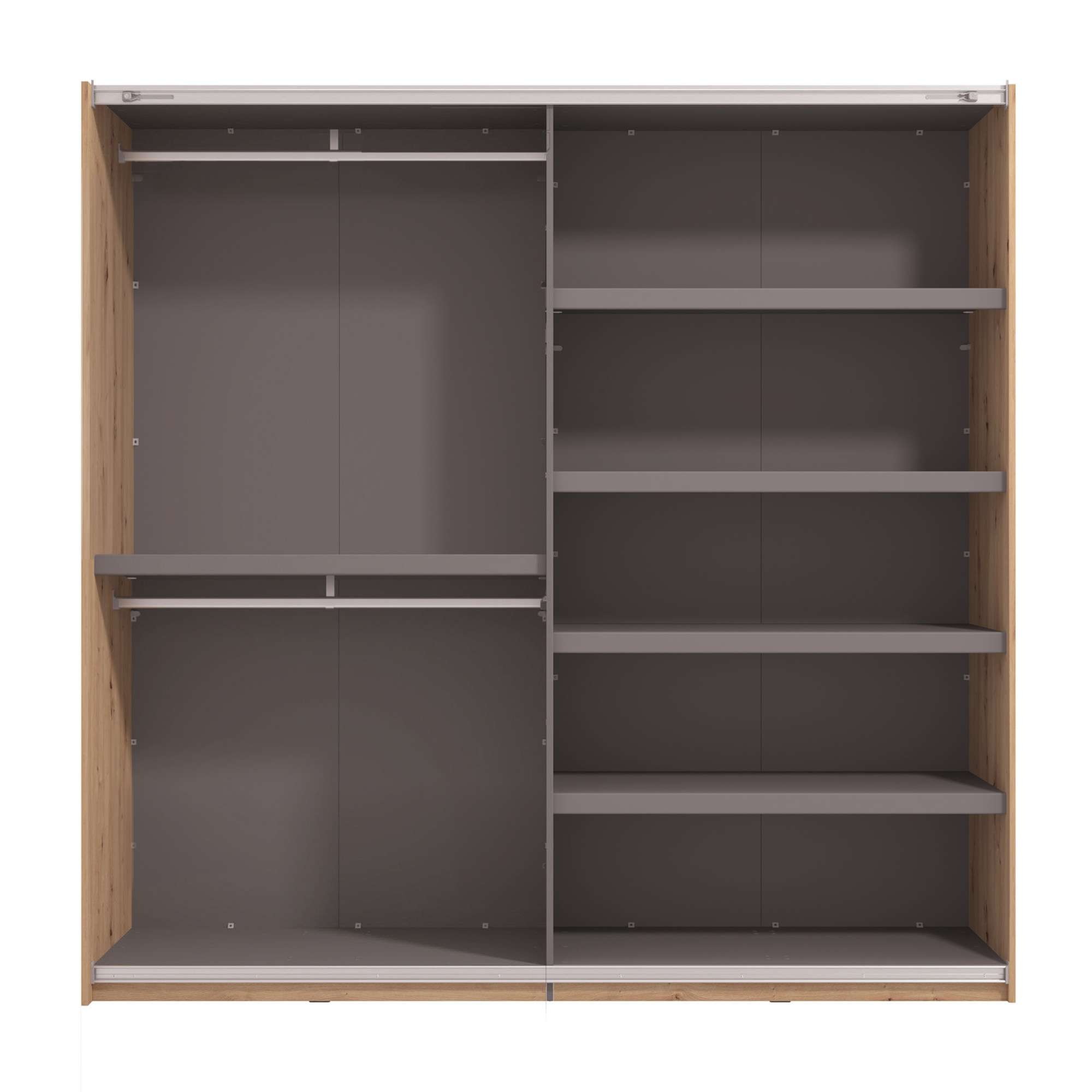 INOSIGN Schwebetürenschrank »Ascalon, mit Spiegel und Lamellen 3D, FSC-zertifiziert, Made in Europe«, 220x61x217,5cm, 3 verschiedene Innenaussattungen-individuell wählbar