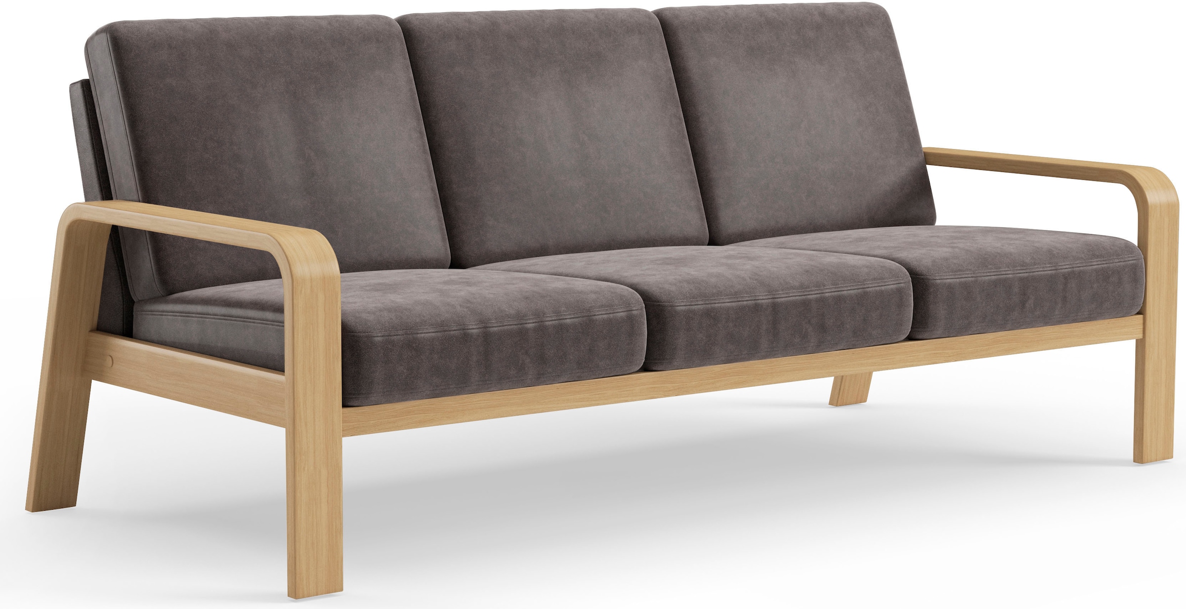 sit&more 3-Sitzer »Kolding«, Armlehnen aus Buchenholz in natur, verschiedene Bezüge und Farben