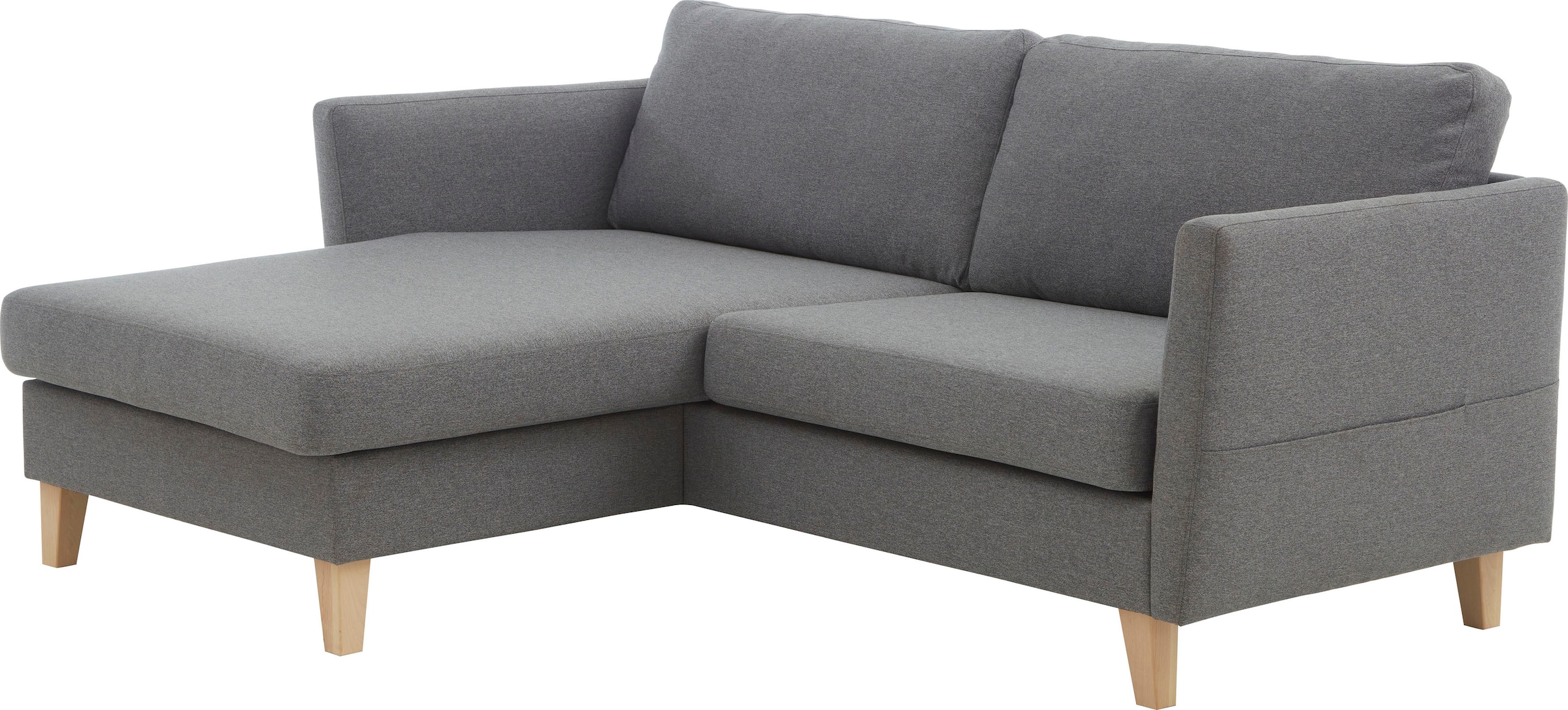 ATLANTIC home collection Ecksofa »Mailo L-Form«, mit Seitentaschen, Recamiere beidseitig montierbar, Massivholzfüsse