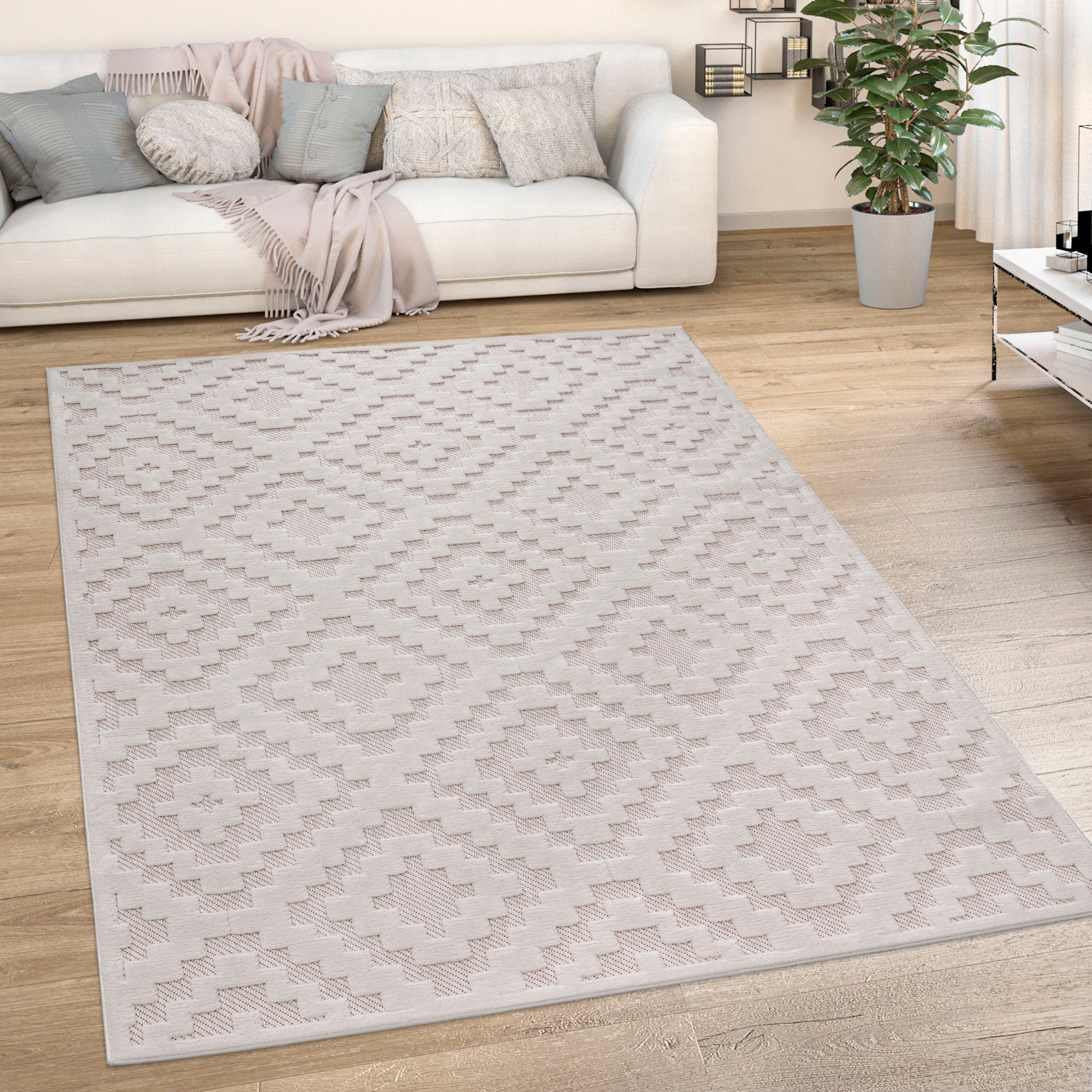 Paco Home Teppich Muster, geeignet Effekt, | Scandi, Uni-Farben, Outdoor kaufen 672«, Rauten Jelmoli-Versand »Livorno Hoch-Tief rechteckig, online