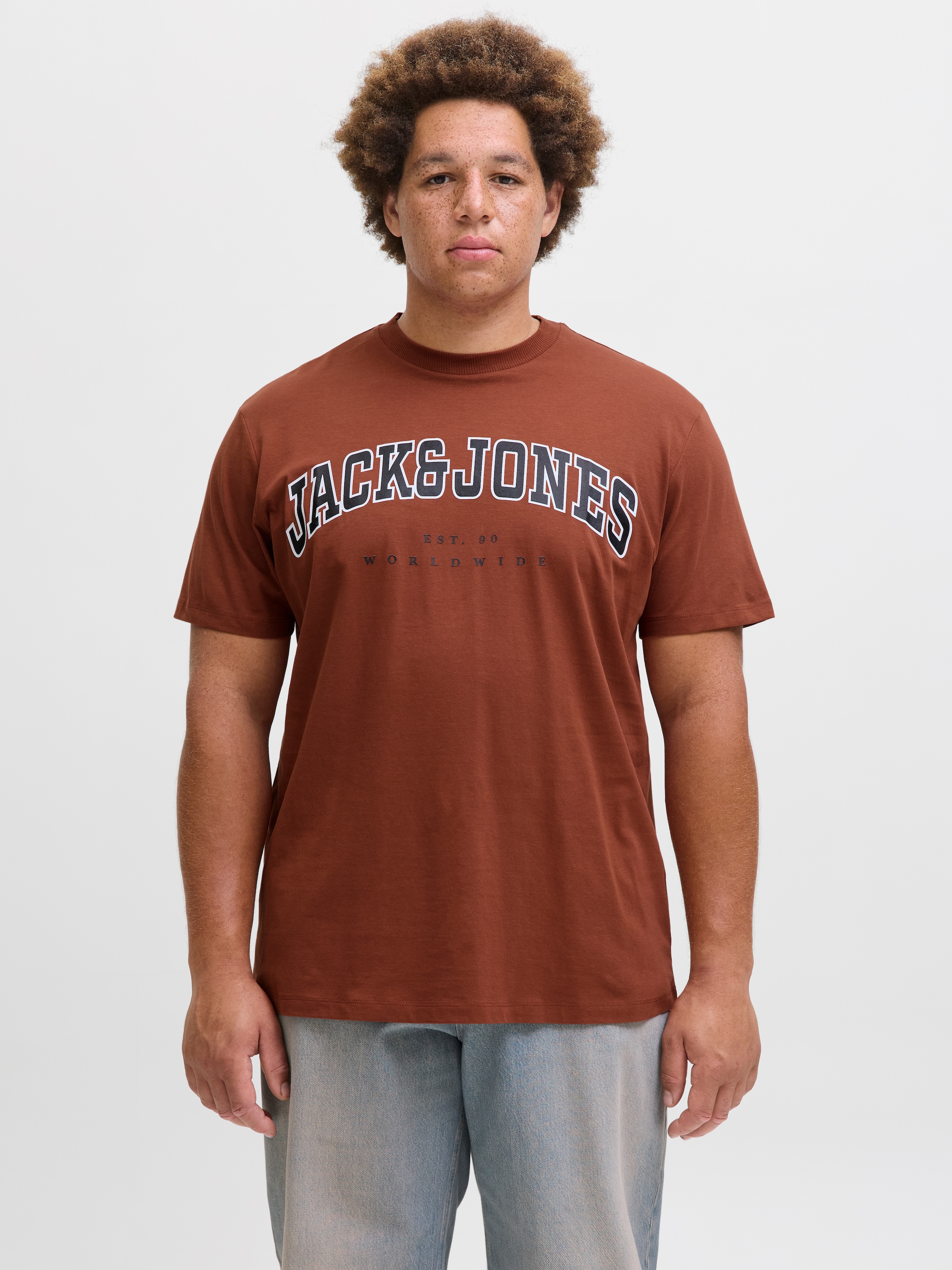 Jack & Jones PlusSize T-Shirt »JJECALEB VARSITY TEE SS O-NECK NOOS PLS« mit Logobranding