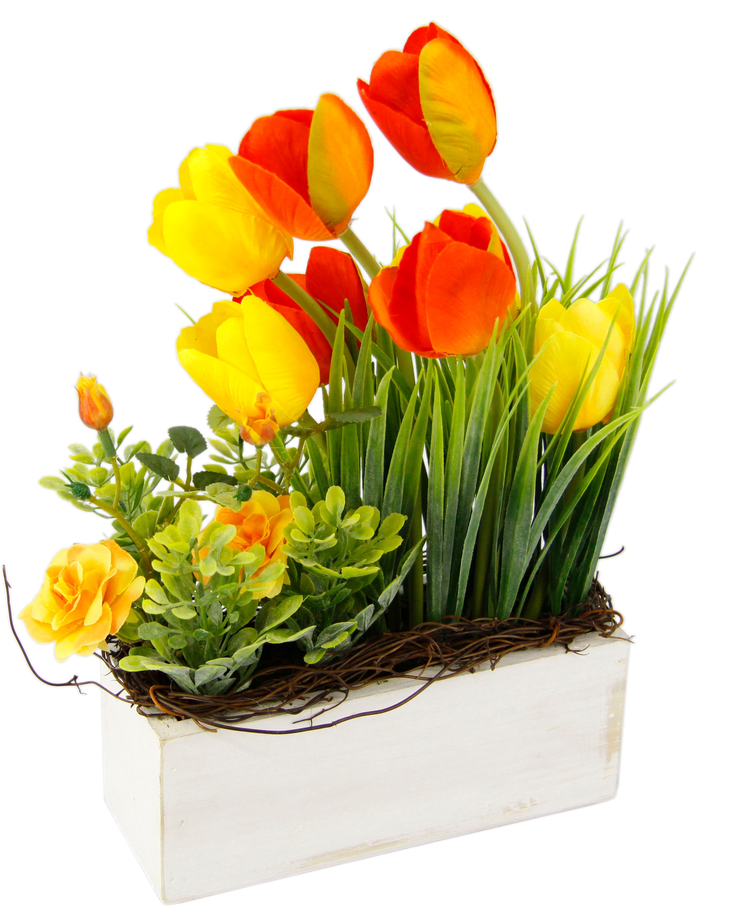 my home Gestecke »Tulpen Wildrosen Jelmoli-Versand | Gras«, Topf, shoppen Blumendeko Holz, aus Im online und