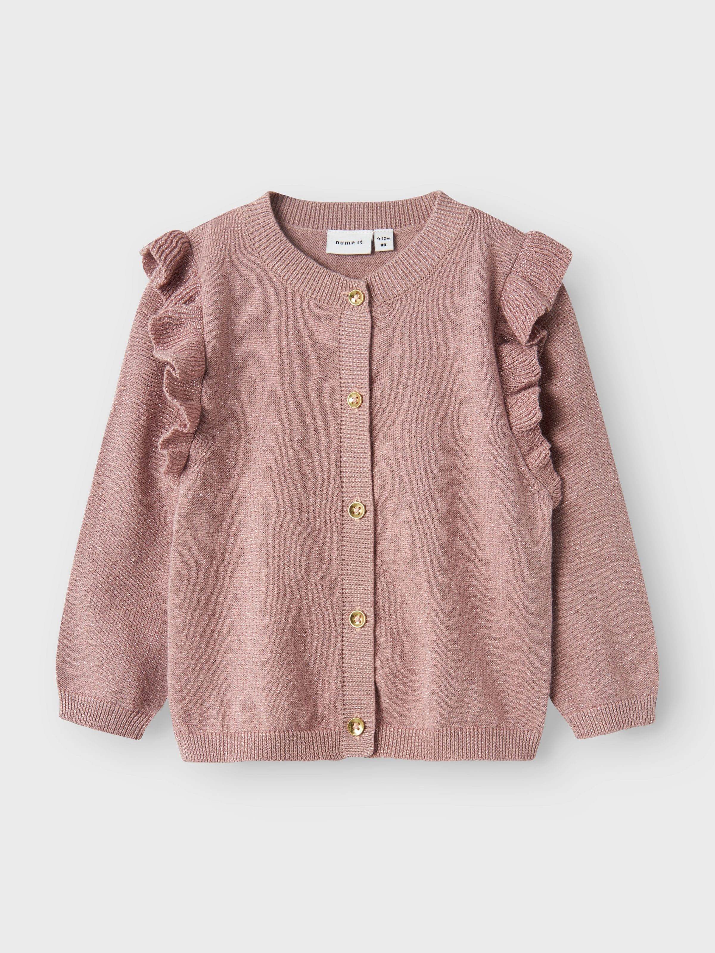Name It Strickjacke »NMFABINNE LS KNIT CARD NOOS« mit süsser Rüsche an den Schultern