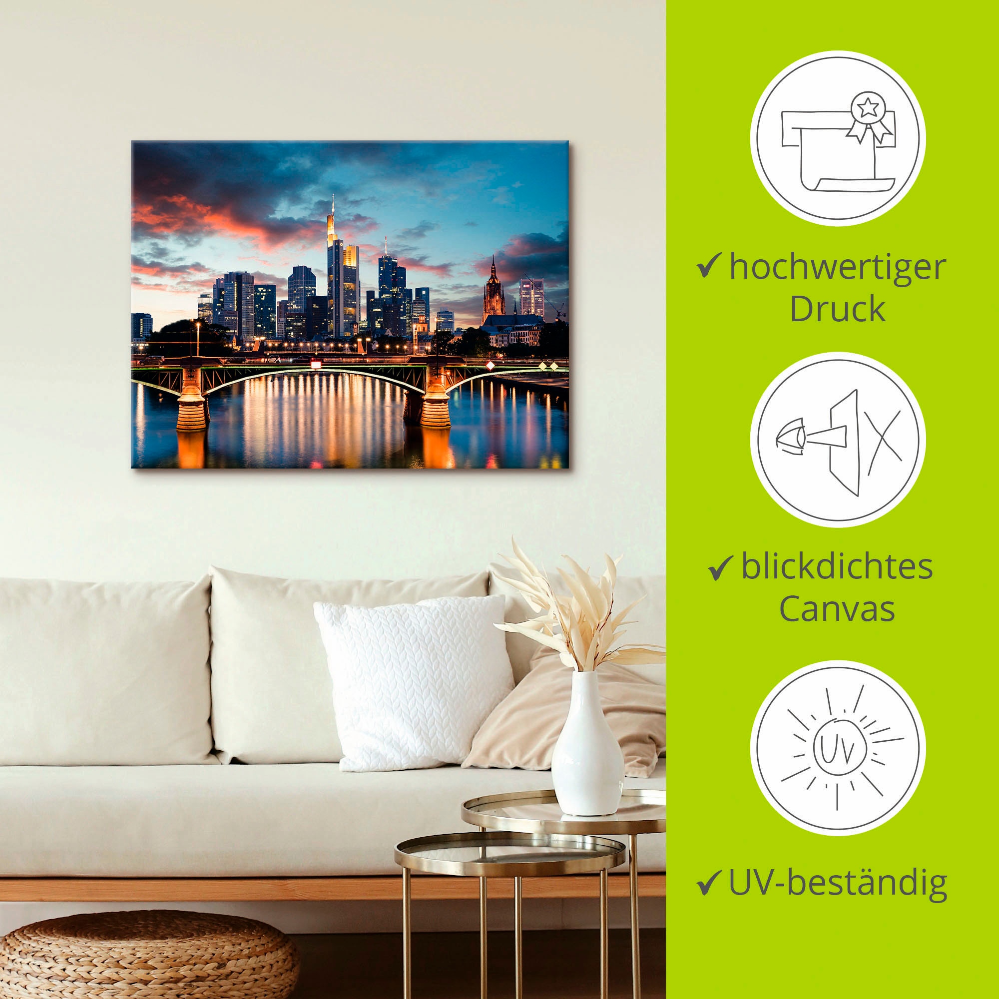 Artland Wandbild »Frankfurt am Main Skyline II«, Deutschland, (1 St.), als Alubild, Outdoorbild, Leinwandbild, Poster in verschied. Grössen