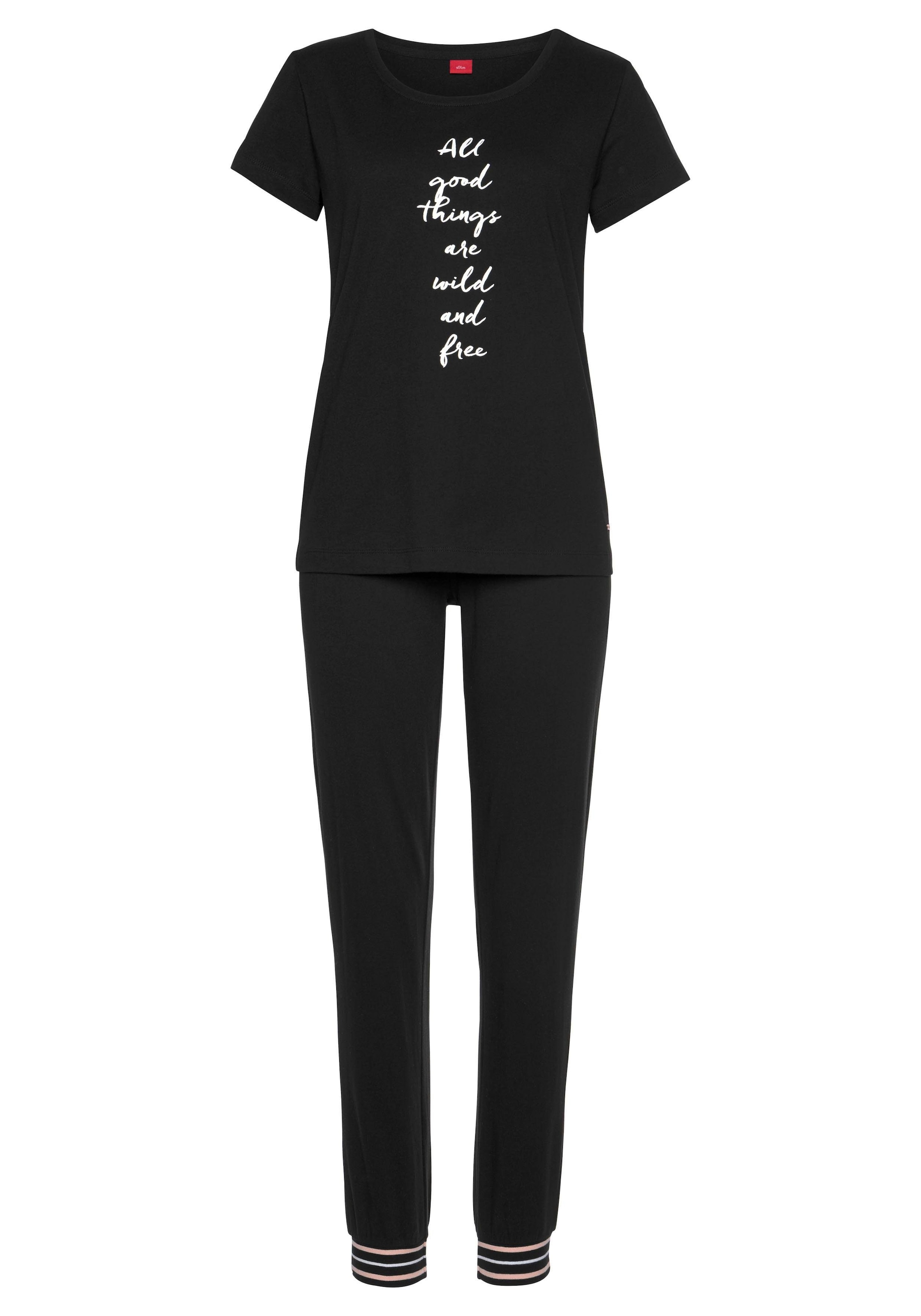 s.Oliver Pyjama Set, 2 tlg. mit gestreiften Rippbündchen