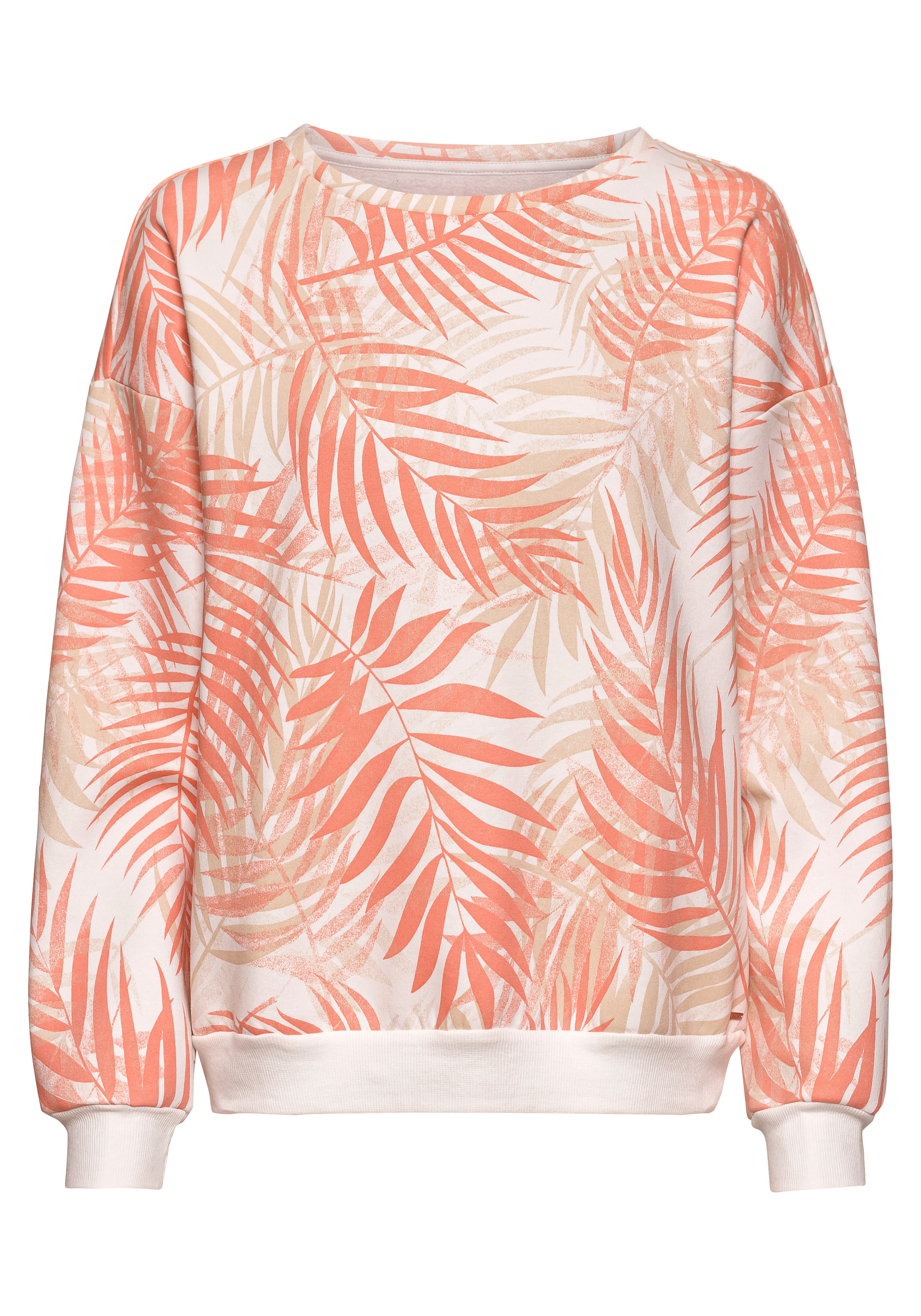 LASCANA Sweater »-Loungeshirt«, mit Allover-Blätterdruck, Loungewear