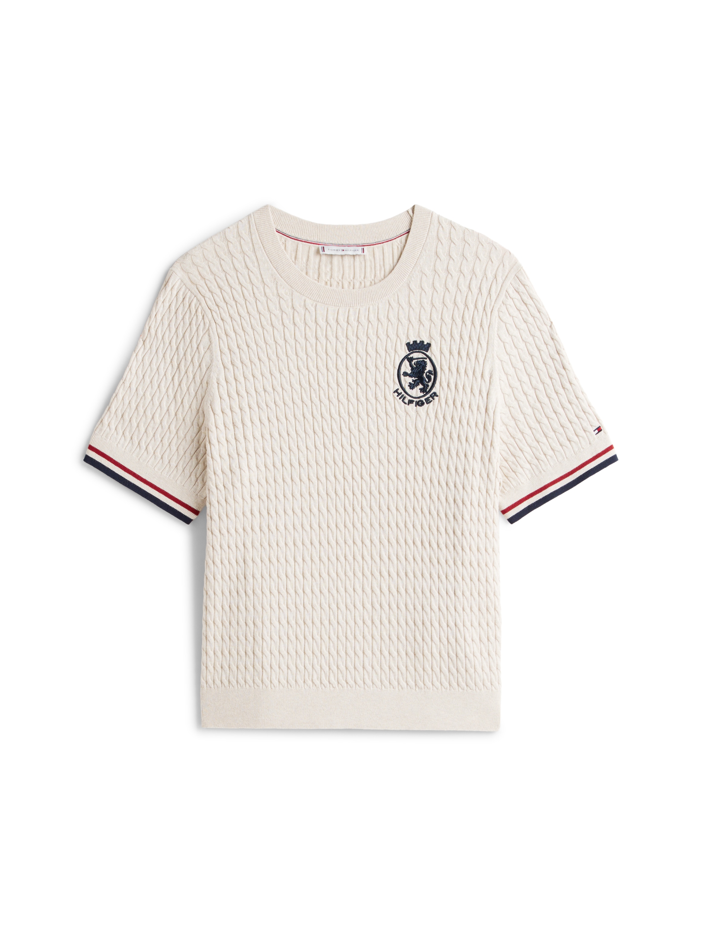 Tommy Hilfiger Curve Strickpullover »CRV CO CABLE FINE GG GPC SS SWT«, in grossen Grössen, mit Zopfmuster
