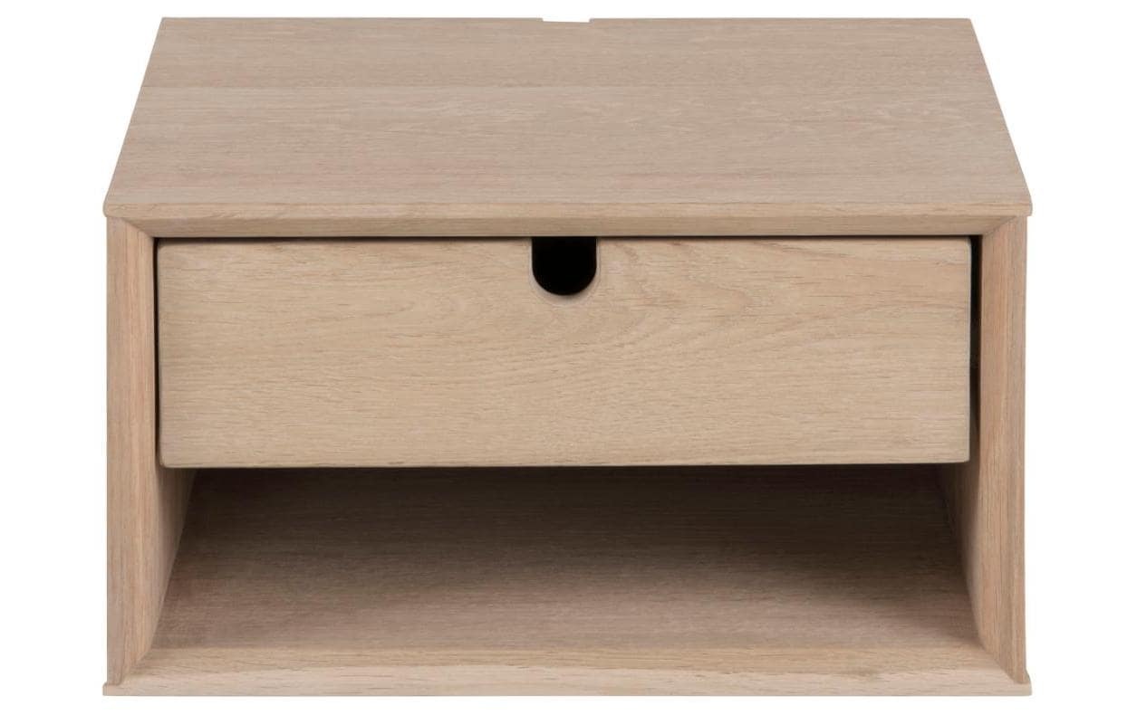 Century 1 Drawer Wall Mounted Bedside Table in Oak, none