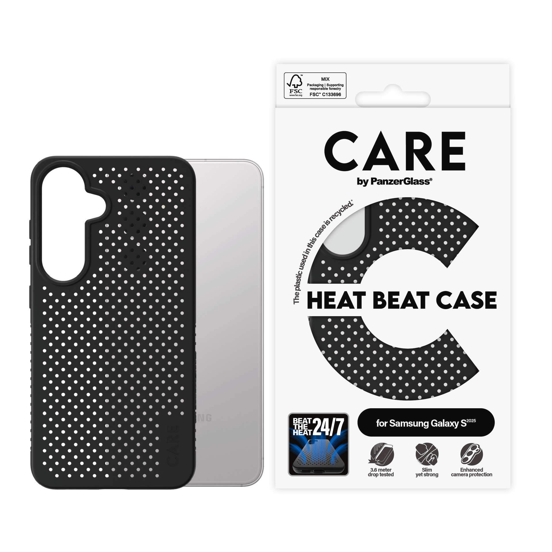CARE by PanzerGlass Handyhülle »Heat Beat Case für Samsung Galaxy S25« Backcover, Schutzhülle, Handyschutzhülle, Case, Schutzcase, stossfest