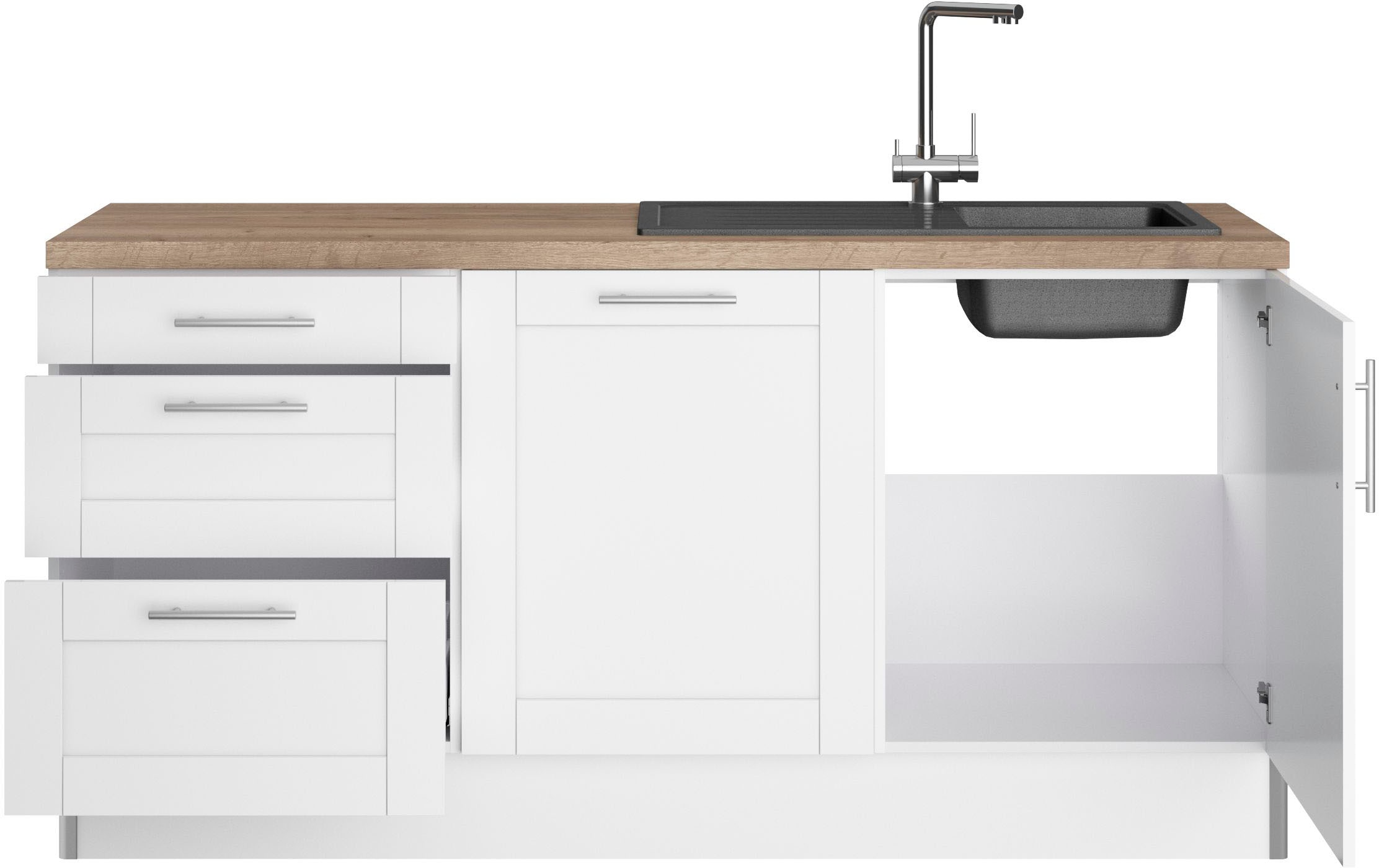 OPTIFIT Küche »Ahus«, 180 cm breit, wahlw.mit E-Geräten, Soft Close Funktion, MDF Fronten