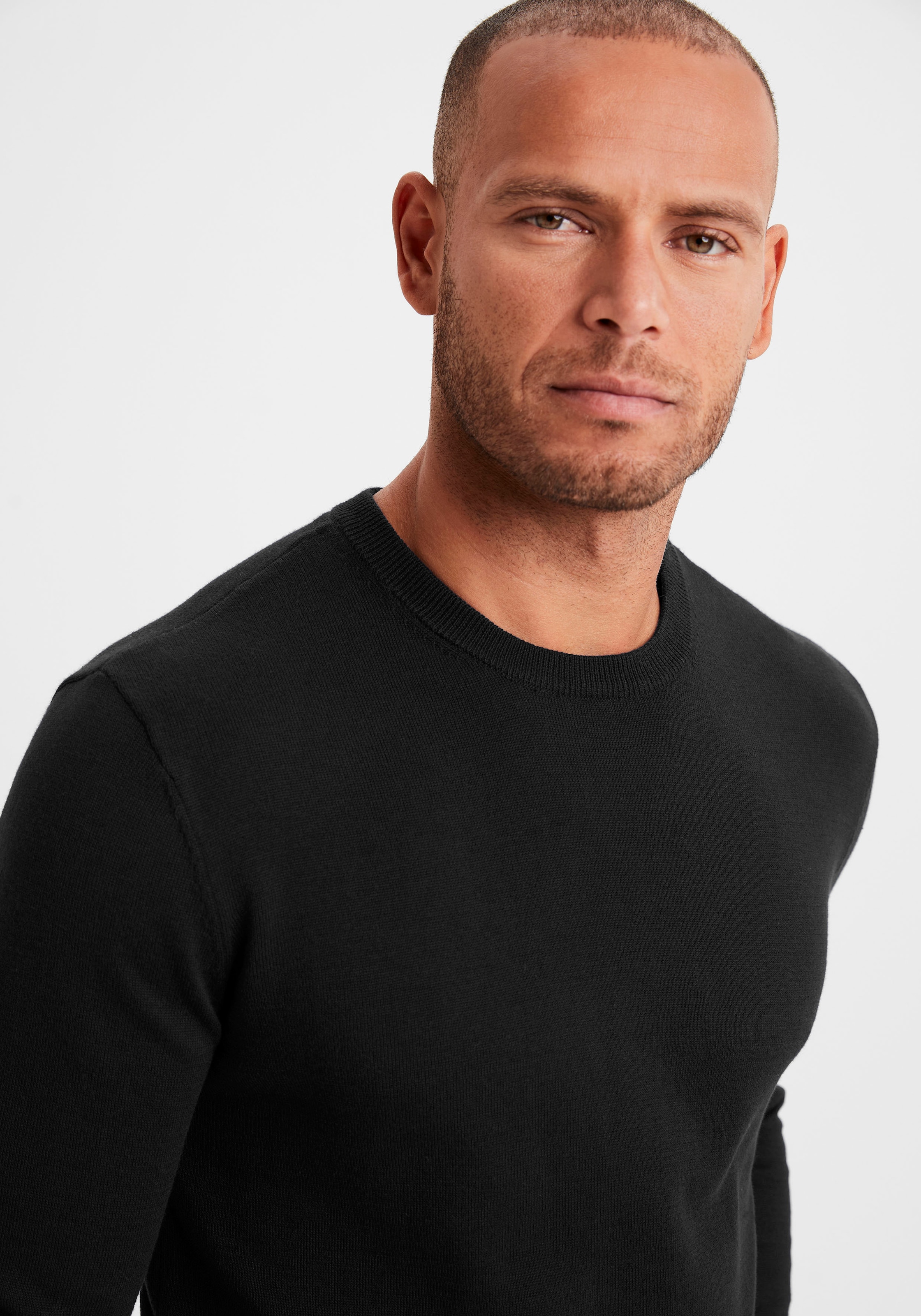 H.I.S Strickpullover, Regular Fit, Langarm, Pullover aus Feinstrick, Baumwollmischung