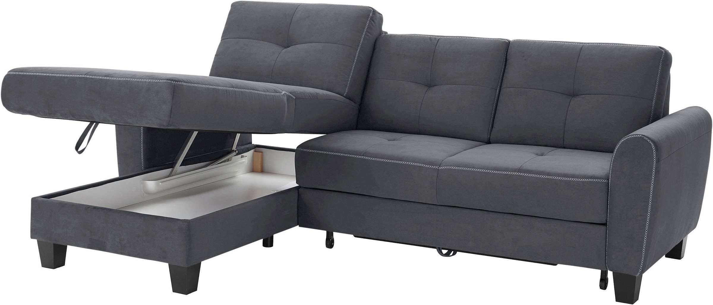 sit&more Ecksofa »Varese L-Form«, mit Federkern, wahlweise mit Bettfunktion und Stauraum