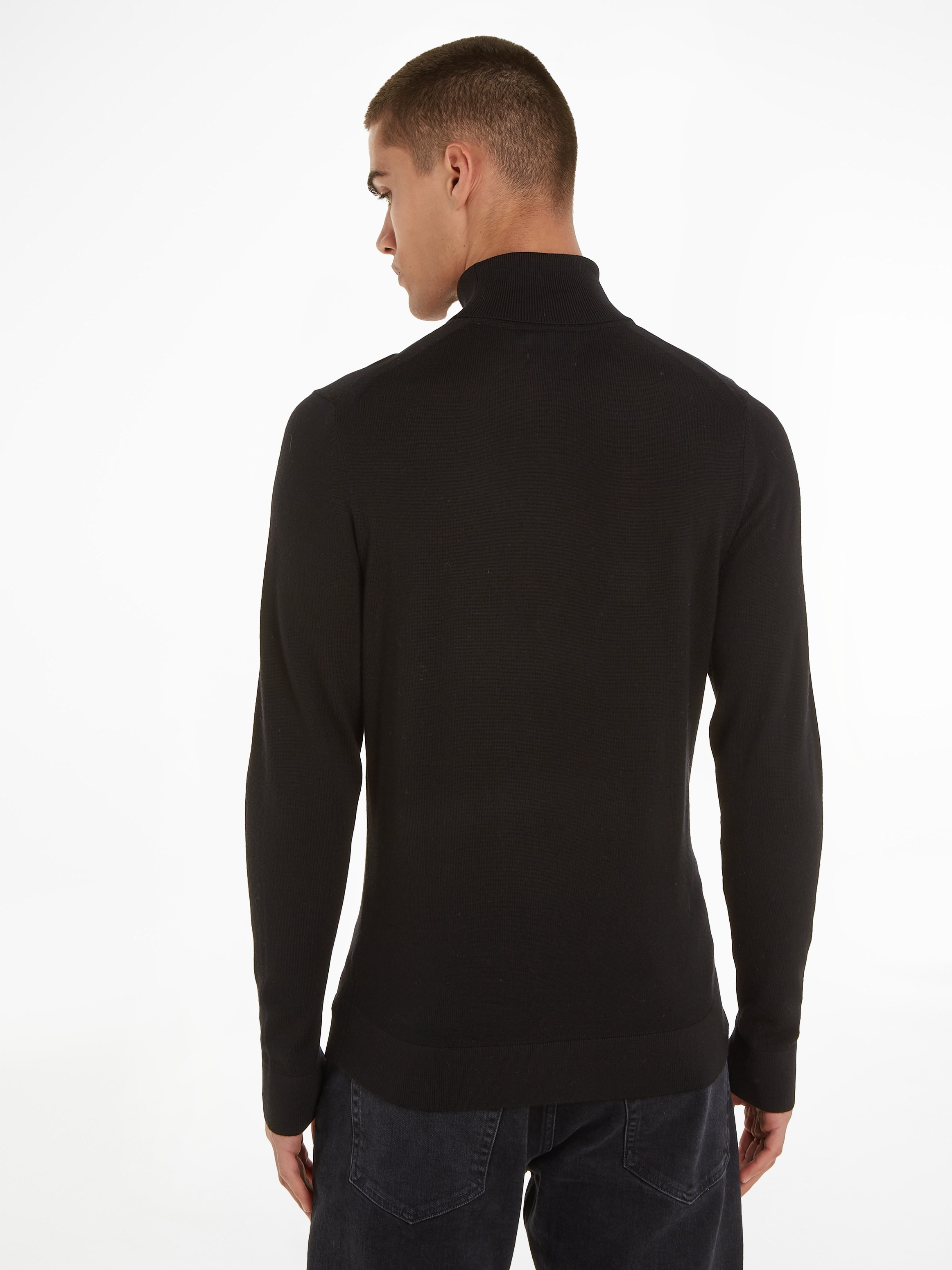 Calvin Klein Rollkragenpullover »SUPERIOR WOOL TURTLE NECK«, mit Logostickerei