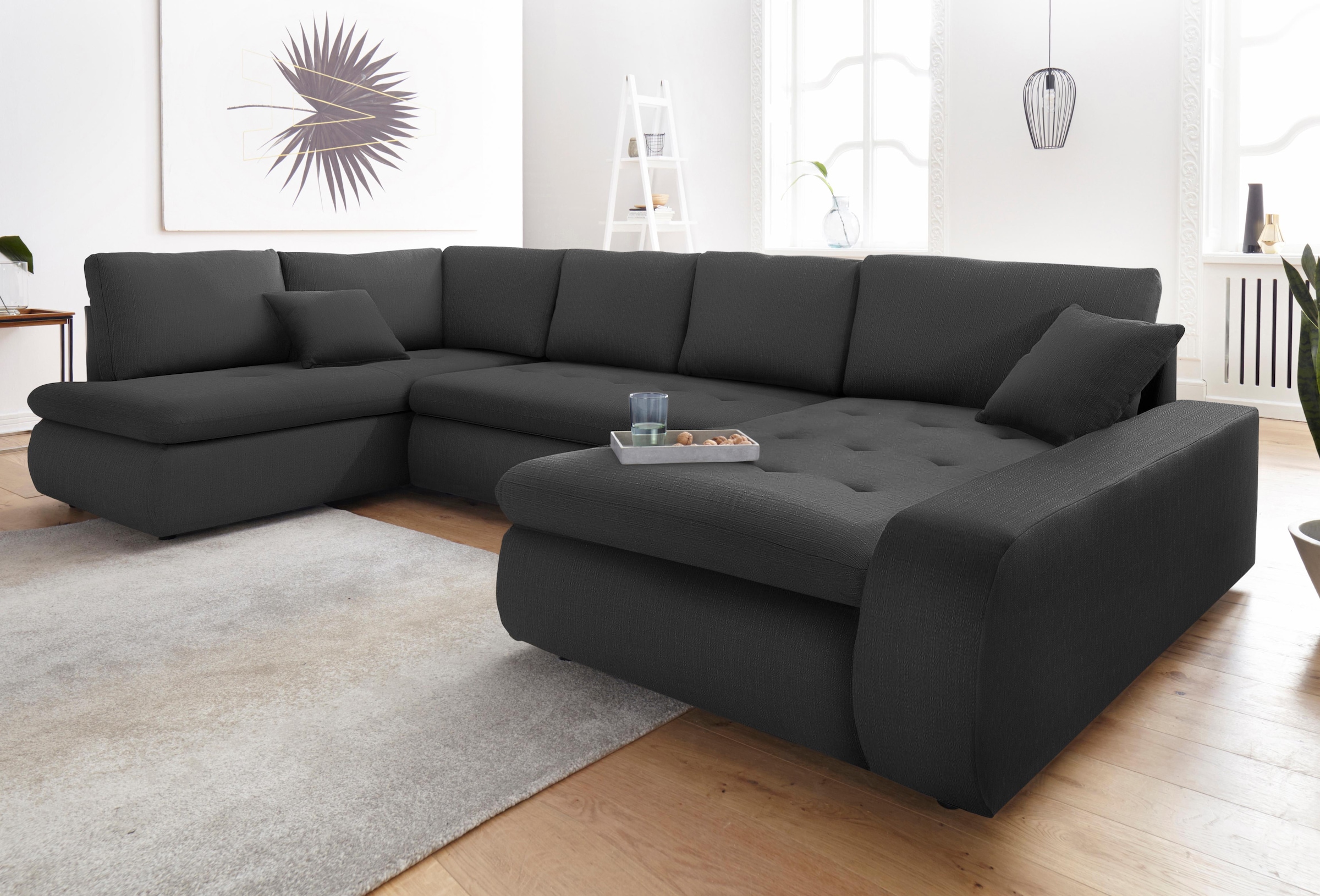 TRENDMANUFAKTUR Wohnlandschaft »Indie II, tolle Detailverarbeitung, bequem und komfortabel im Sitz«, wahlweise mit Bettfunktion, U-Form