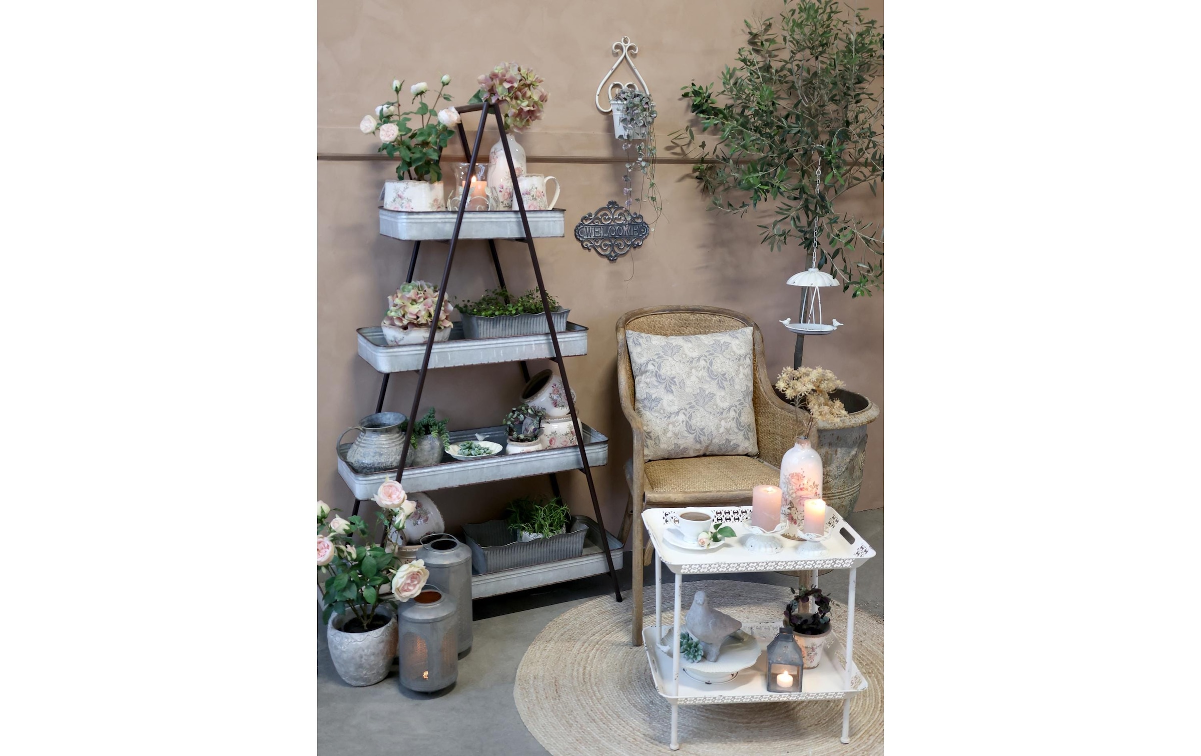 Chic Living Metallschild »Schild Welcome, antique Grau«