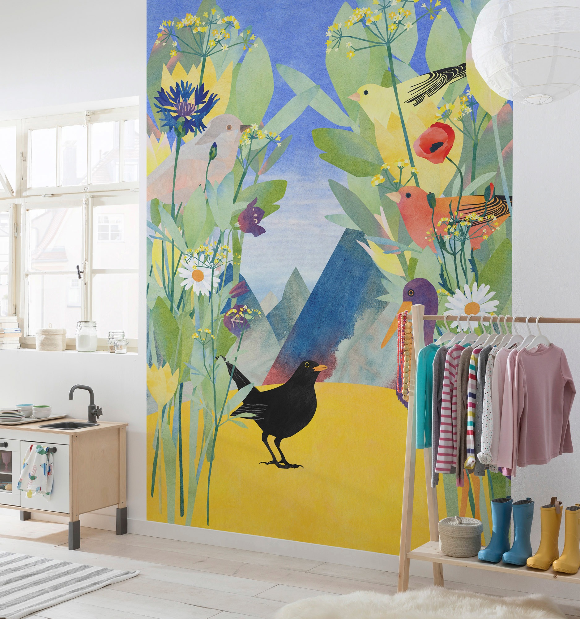 Komar Vliestapete »Digitaldruck Vlies - Twittering - Grösse 200 x 280 cm«, bedruckt, Kinderzimmer