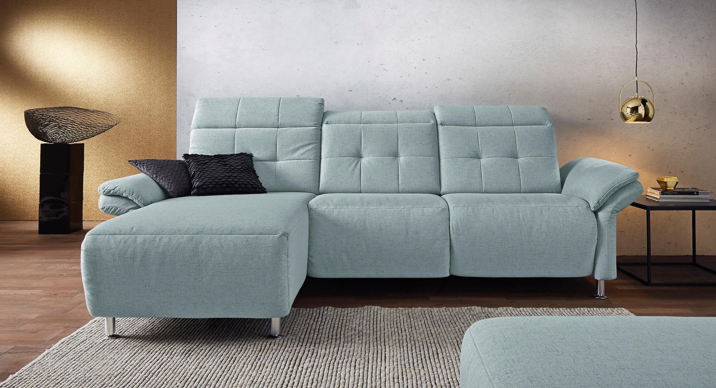 Places of Style Ecksofa »Manhattan L-Form«, 2 Sitze mit elektrischer Relaxfunktion, verstellbare Armlehnen