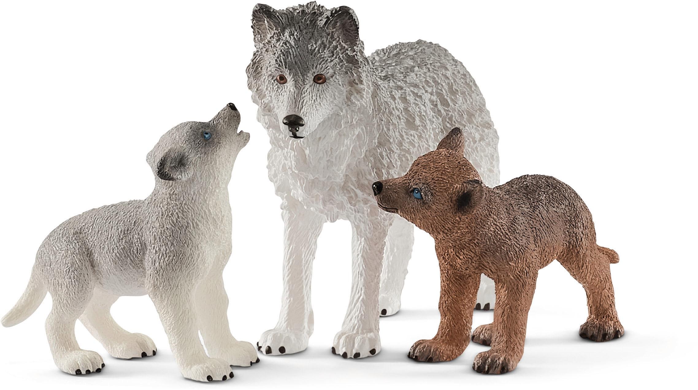 Schleich® Spielfigur »WILD LIFE, Wolfsmutter mit Welpen (42472)«, (Set)