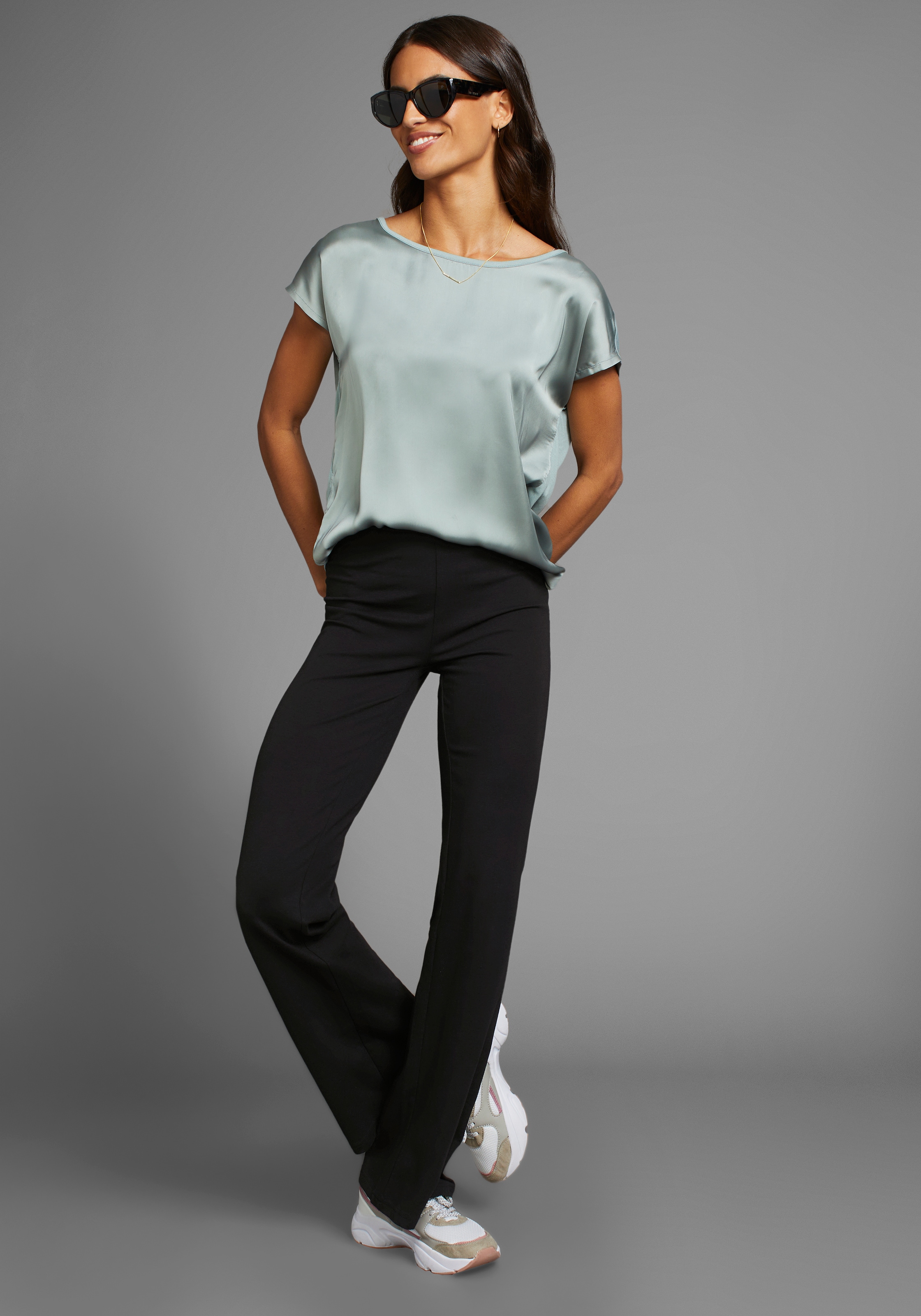 Laura Scott Shirtbluse, aus Satin und Jersey