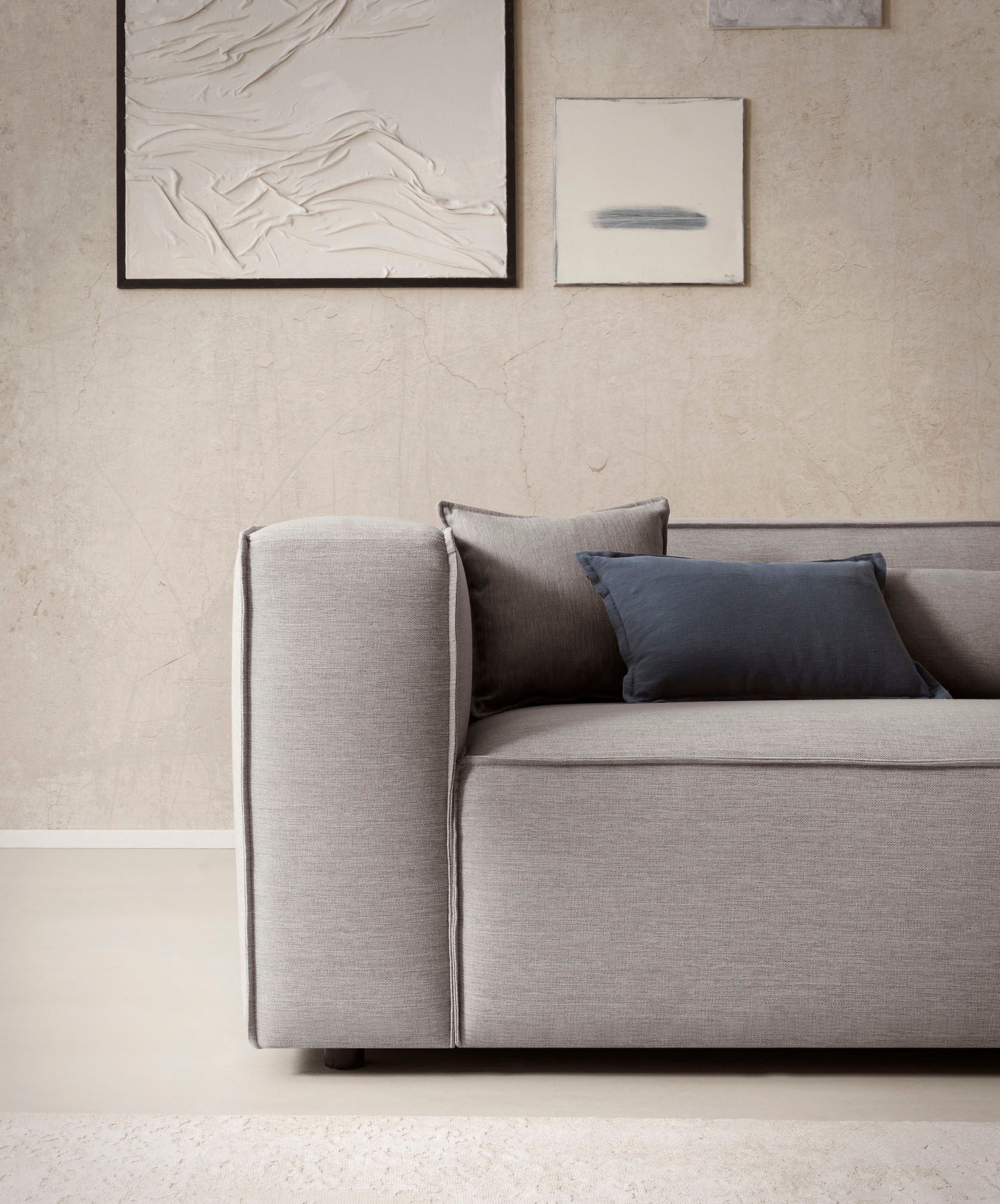 LeGer Home by Lena Gercke Ecksofa »PIARA XXL, Big-Sofa in Cord oder Leinenoptik, L-Form, mit Kedernaht«, wahlweise Ottomane rechts/links, schwarze Füsse, extra tiefe Sitzfläche