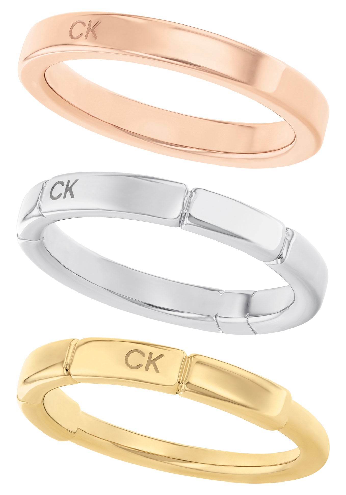 Calvin Klein Ring-Set »Multipack Schmuck Edelstahl Fingerringe Ringset Damenringe SQUARES«, (Set, 3 tlg.)