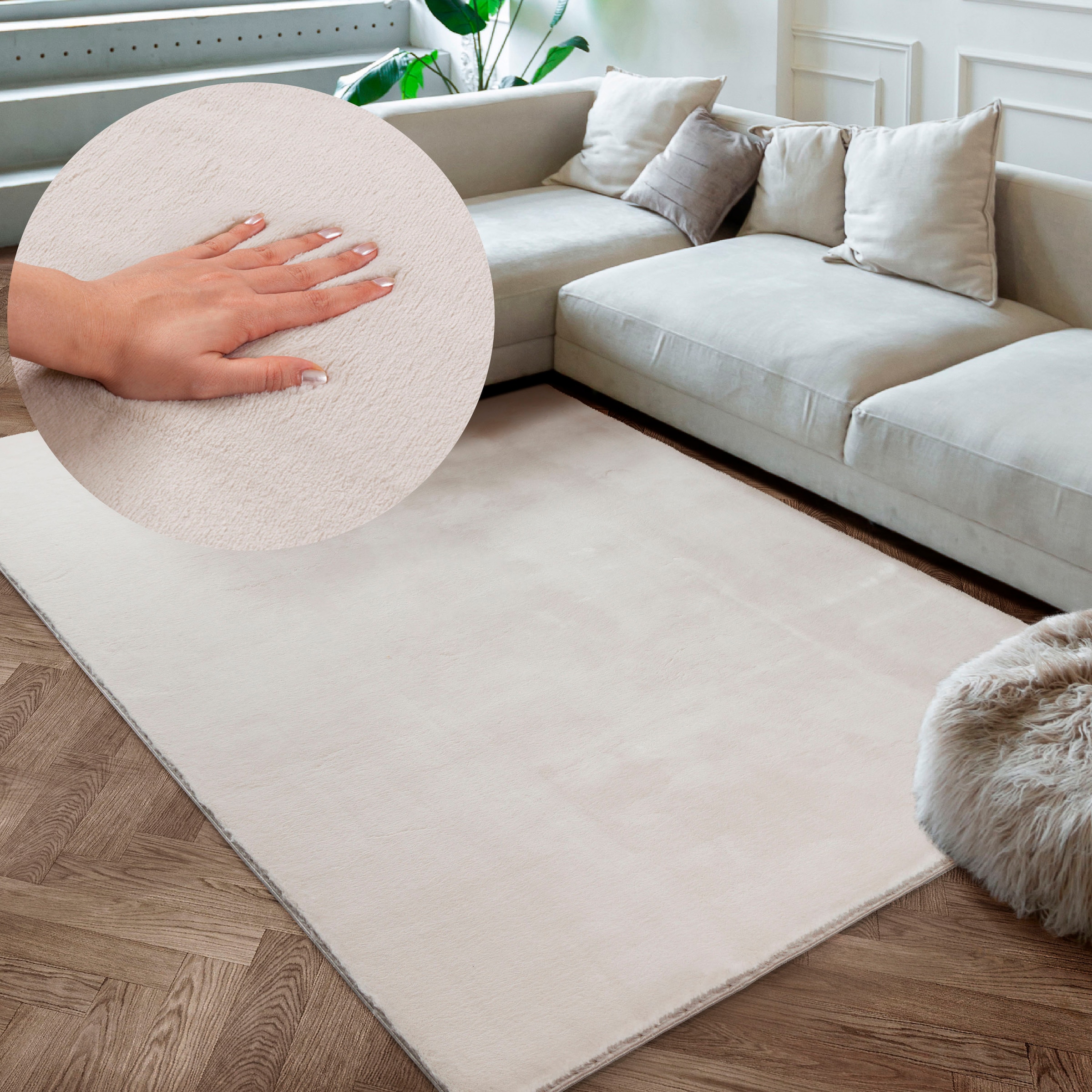 merinos Teppich »Maximo 30«, rechteckig, 16 mm Höhe, weicher dichter Kurzflor, Kunstfellteppich, Fell Haptik, Wohnzimmer