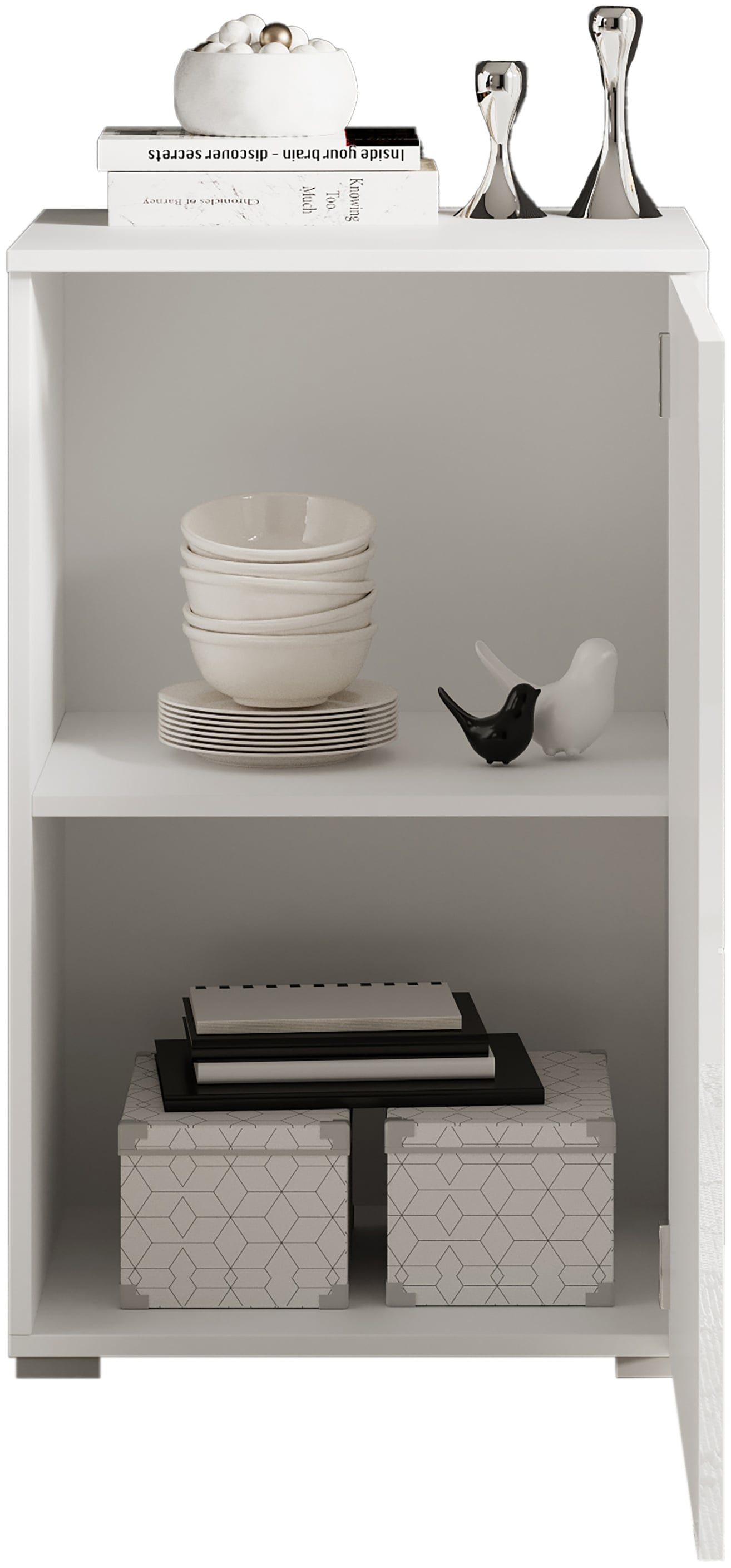 HBZ Kommode »Spice Weiss Hochglanz, BxHxT 50x80x40 cm«, Kommode mit 1 Tür und 1 Einlegeboden verstellbar
