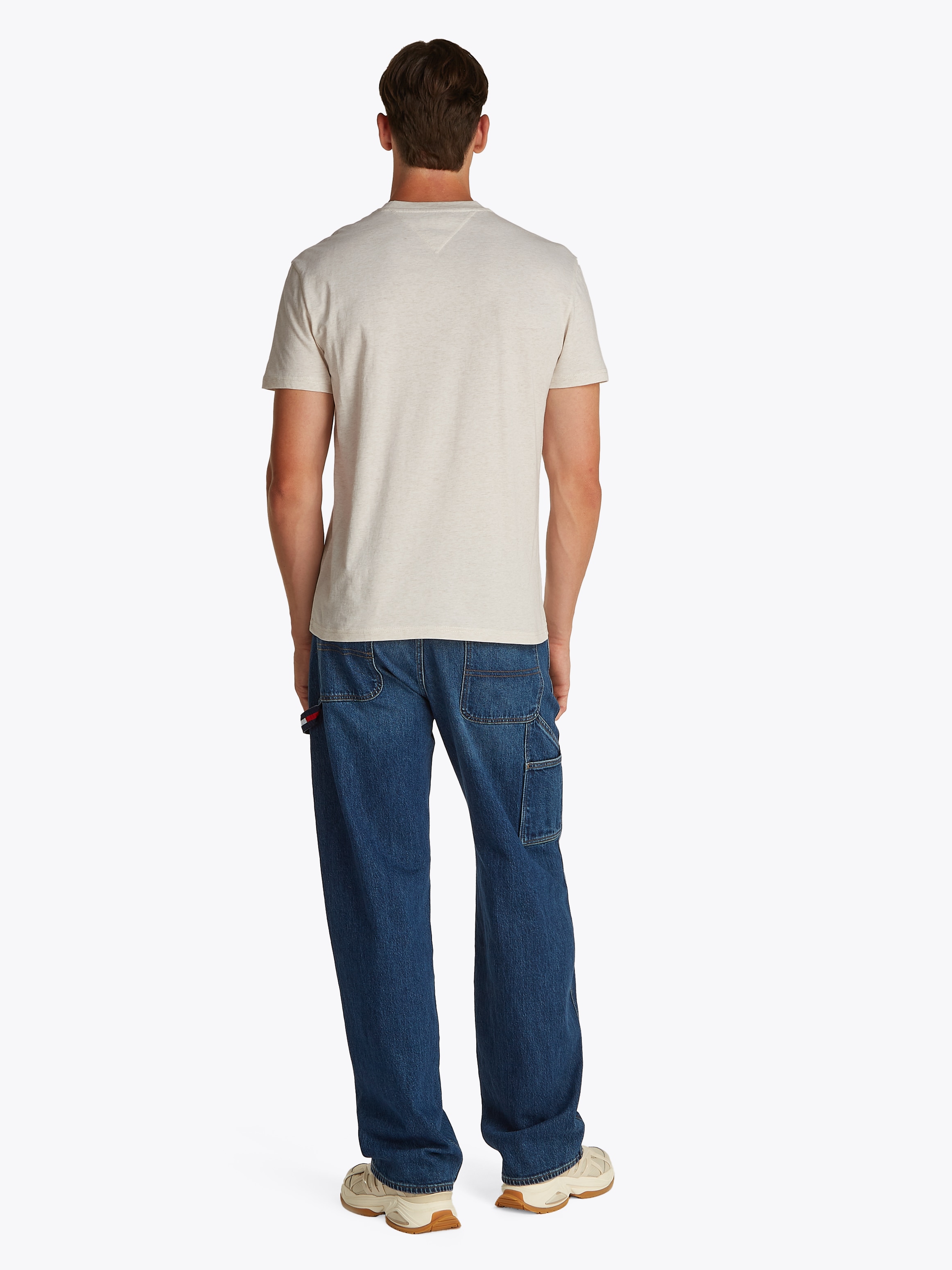 Tommy Jeans Plus Rundhalsshirt »TJM REG LINEAR LOGO TEE EXT«, in Grosse Grössen, Logodruck und Stickerei