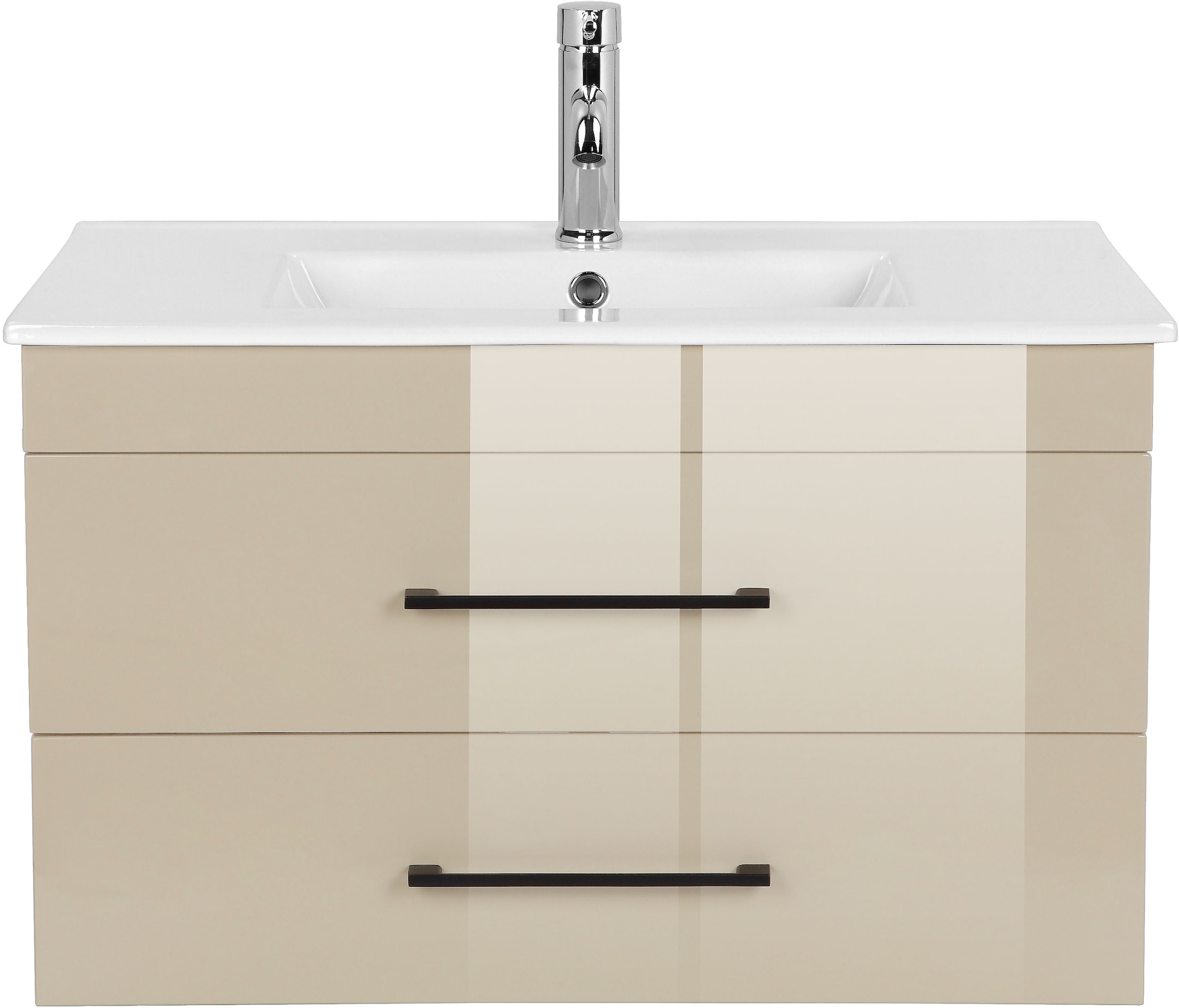 welltime Waschtisch »Florenz Badmöbel Badschrank mit Waschbecken«, Waschplatz mit 2 Auszügen und Softclose Breite 80cm