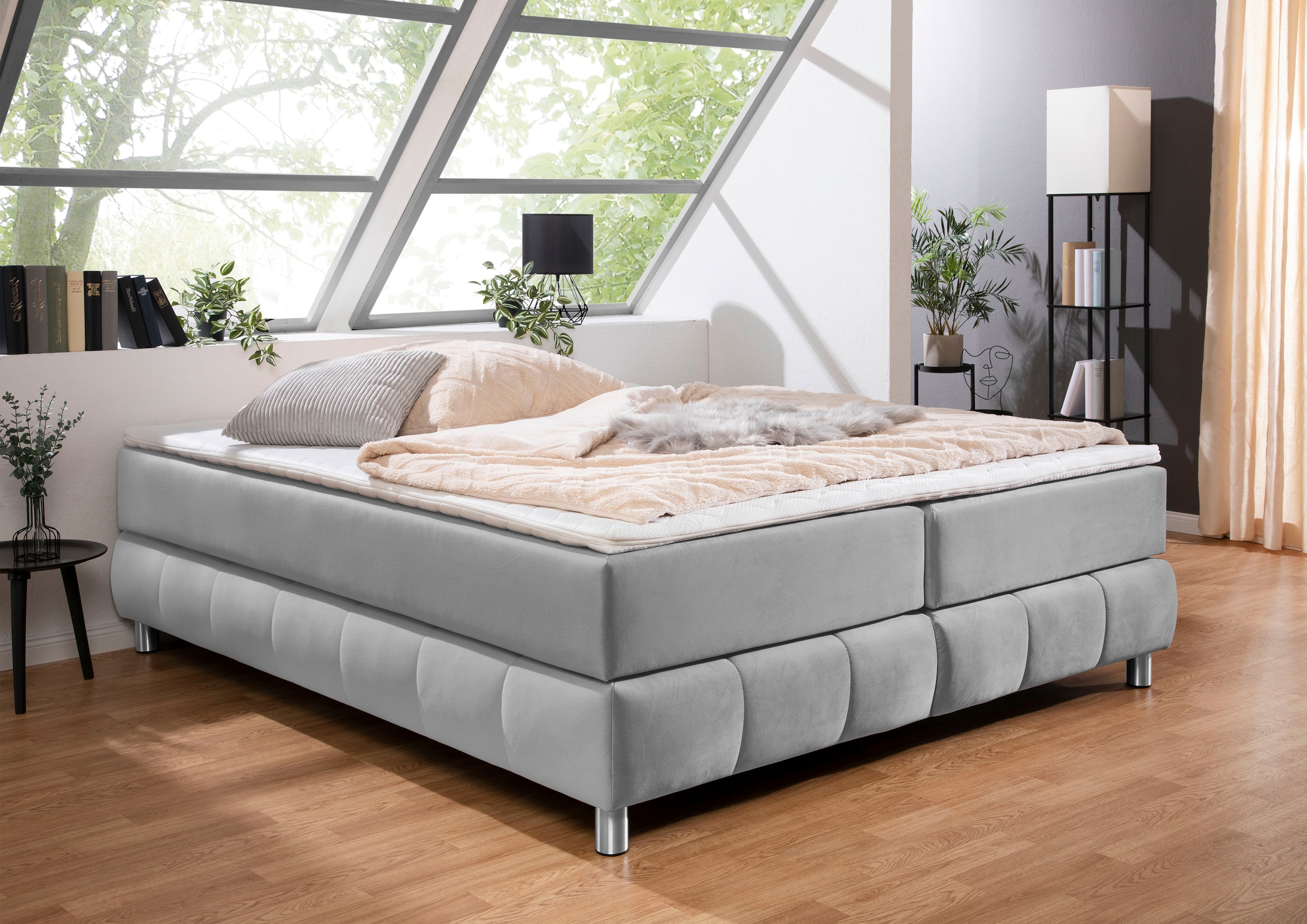 Home affaire Boxspringbett "Salo" Ohne Kopfteil, inkl. Topper, auch in Überlänge 220 cm