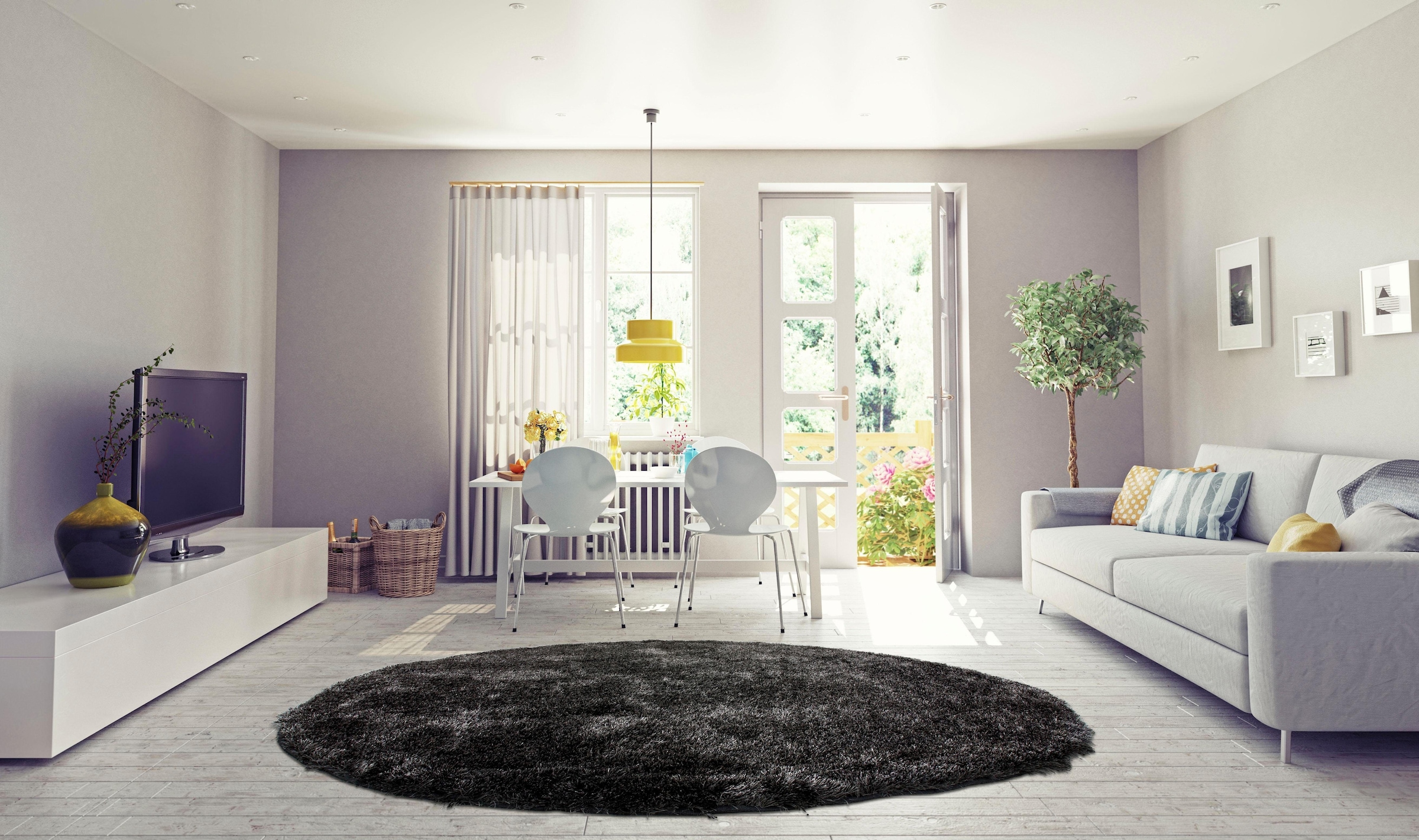 Bruno Banani Hochflor-Teppich »Alga«, rund, 40 mm Höhe, Uni-Farben, besonders weich und kuschelig