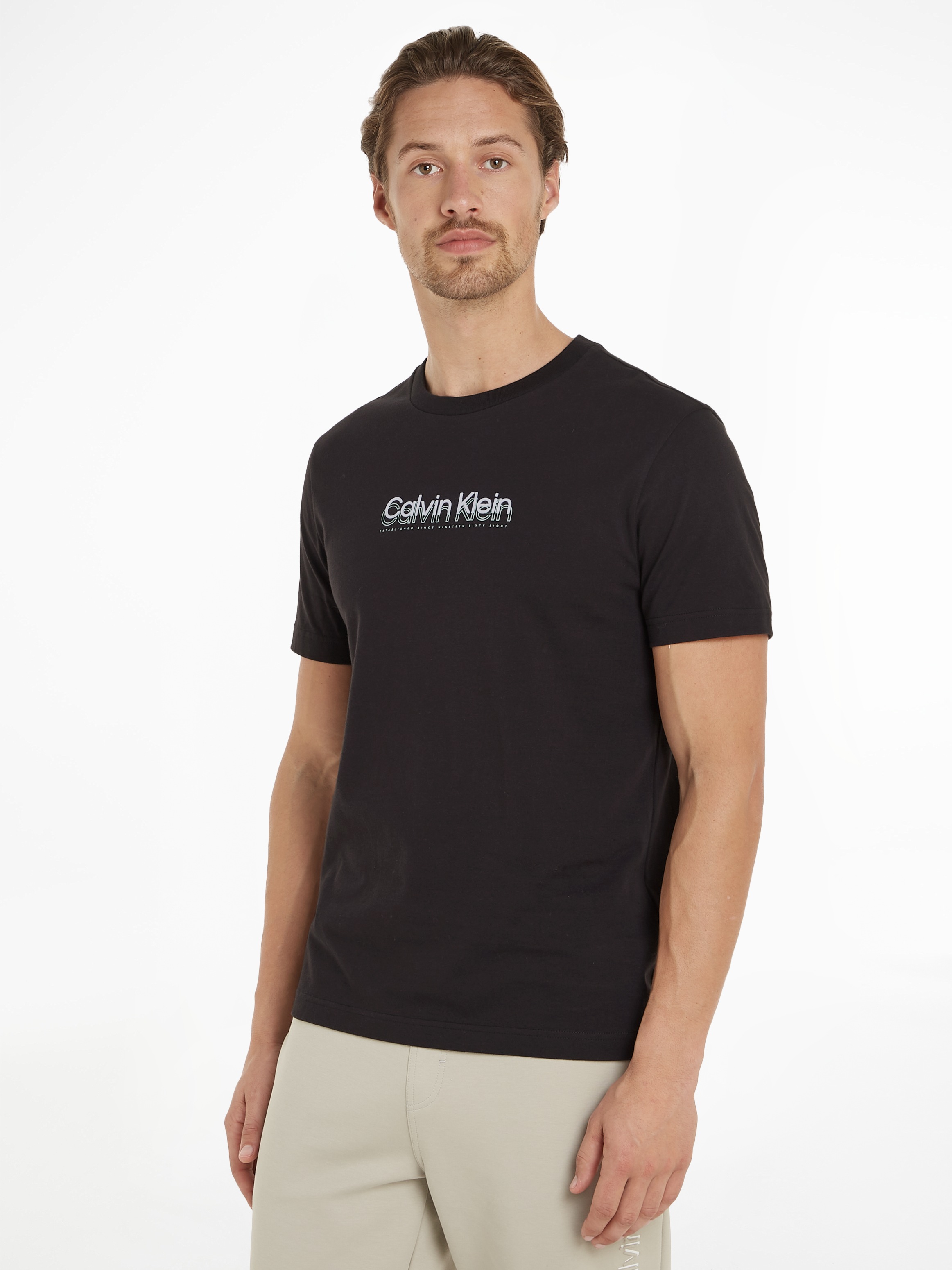 Calvin Klein T-Shirt »FLOCK LOGO T-SHIRT« mit Logoschriftzug