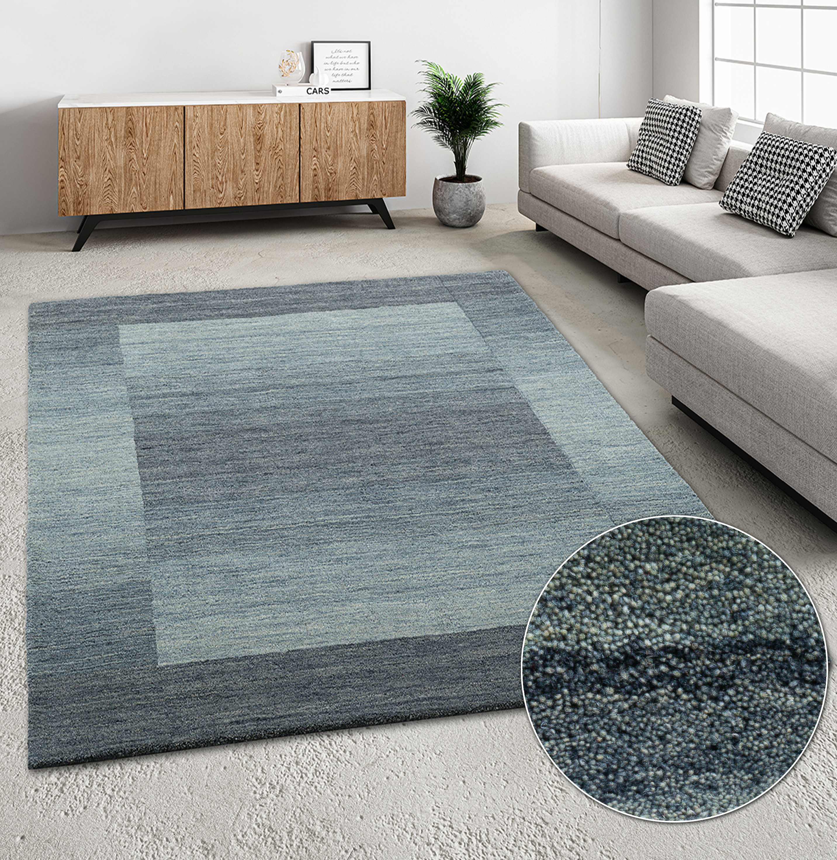 THEKO Wollteppich »Gabbeh Super, Handweb, Teppich, Bordüre, reine Wolle,« rechteckig 9 mm Höhe Schlafzimmer, Wohnzimmer, Esszimmer, auch als Läufer und Bettumrandung