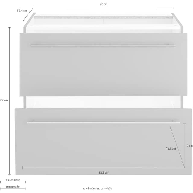 ❤ OPTIFIT Unterschrank »Bern«, 90 cm breit, mit 2 grossen Auszügen für viel  Stauraum bestellen im Jelmoli-Online Shop