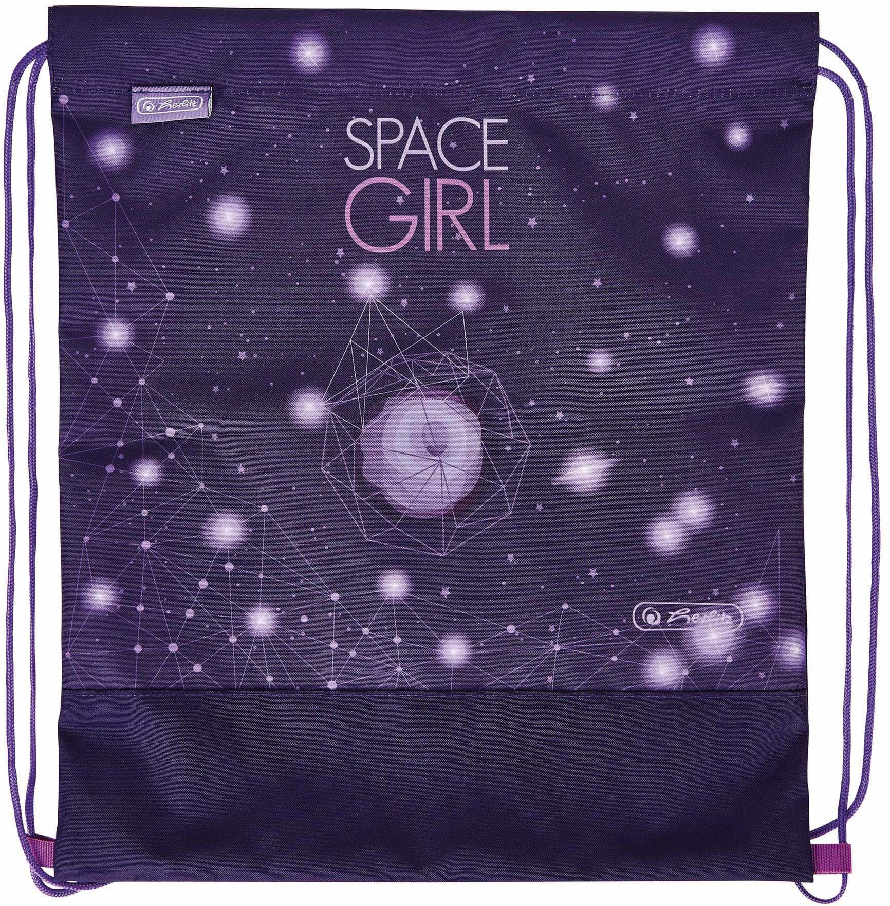 Herlitz Schulrucksack »SoftLight Plus, Space Girl«, Reflektoren-Floureszierende Flächen, mit 2 abnehmbaren Applikationen