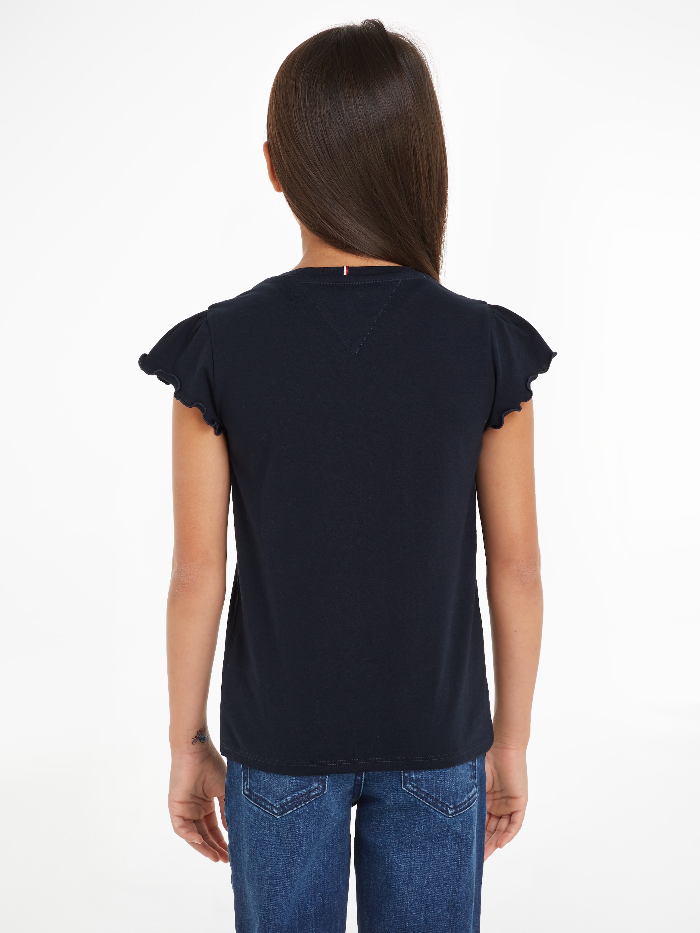 Tommy Hilfiger T-Shirt »ESSENTIAL RUFFLE SLEEVE TOP«, mit gewelltem Ärmelabschluss