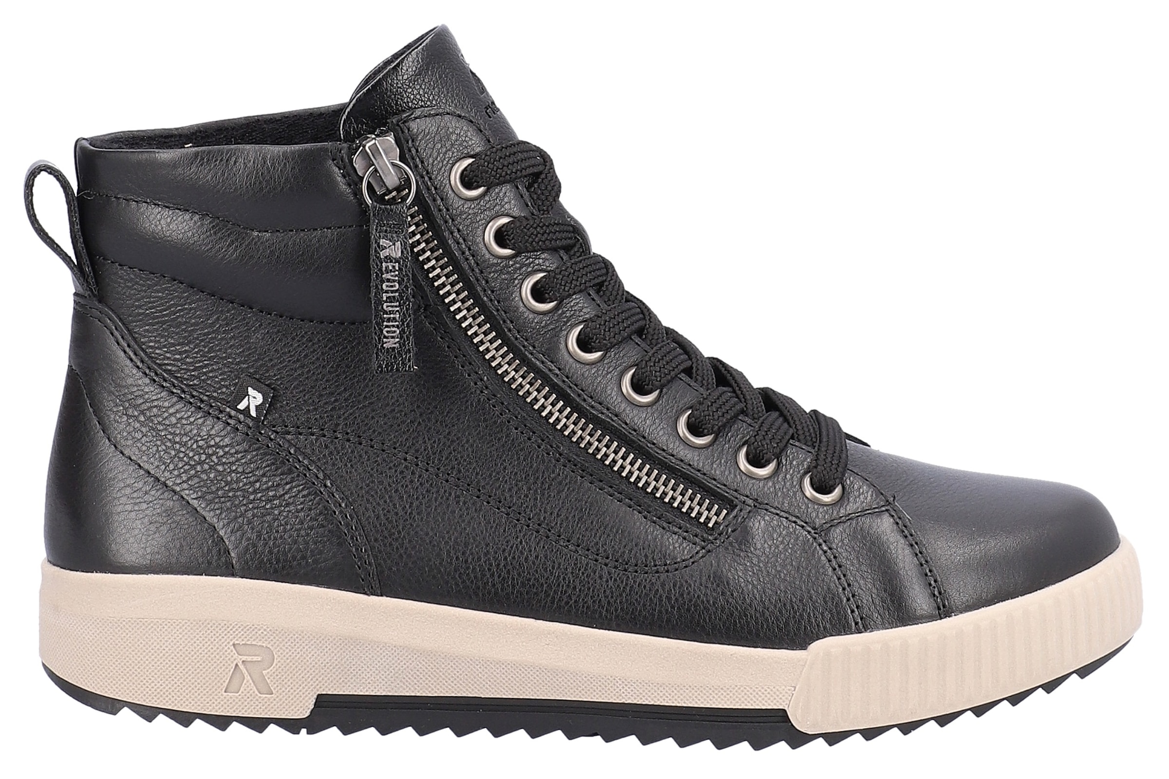 RIEKER Sport Schnürboots, Stiefelette, High Top Sneaker, Freizeitboots mit Reissverschluss
